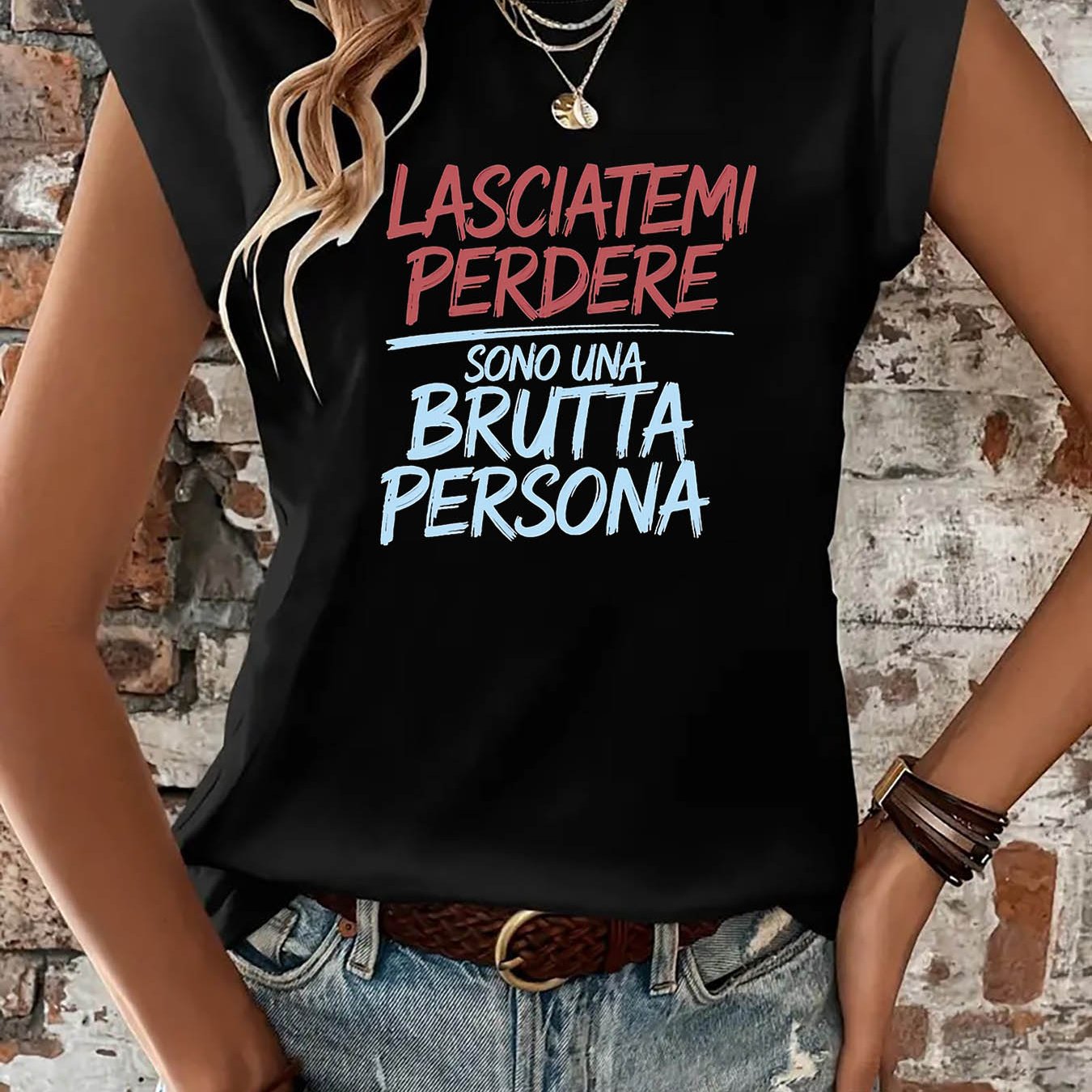 TEMU T-shirt con stampa di lettere in "Lasciami " con umorismo sfrontato, top casual a maniche corte con per estate e , abbigliamento da donna