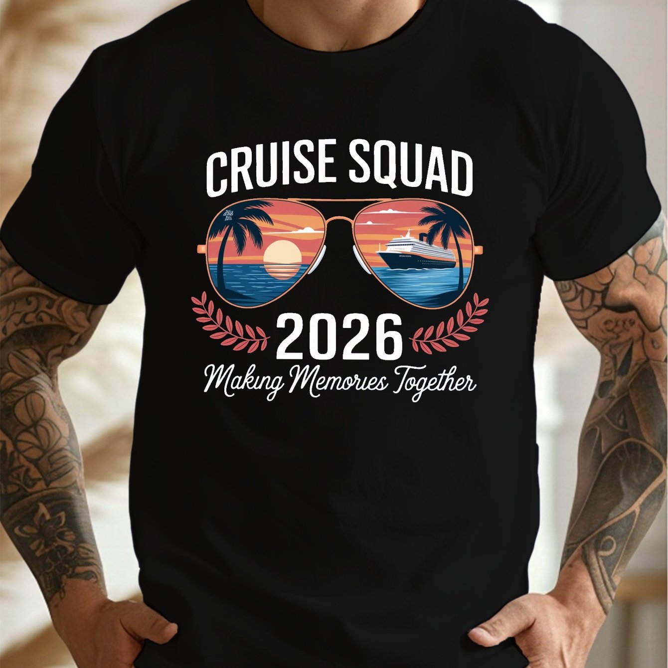 TEMU Cruise Squad 2026 Men's Casual Crew Neck Short Sleeve T-shirt For Summer, Plus Size