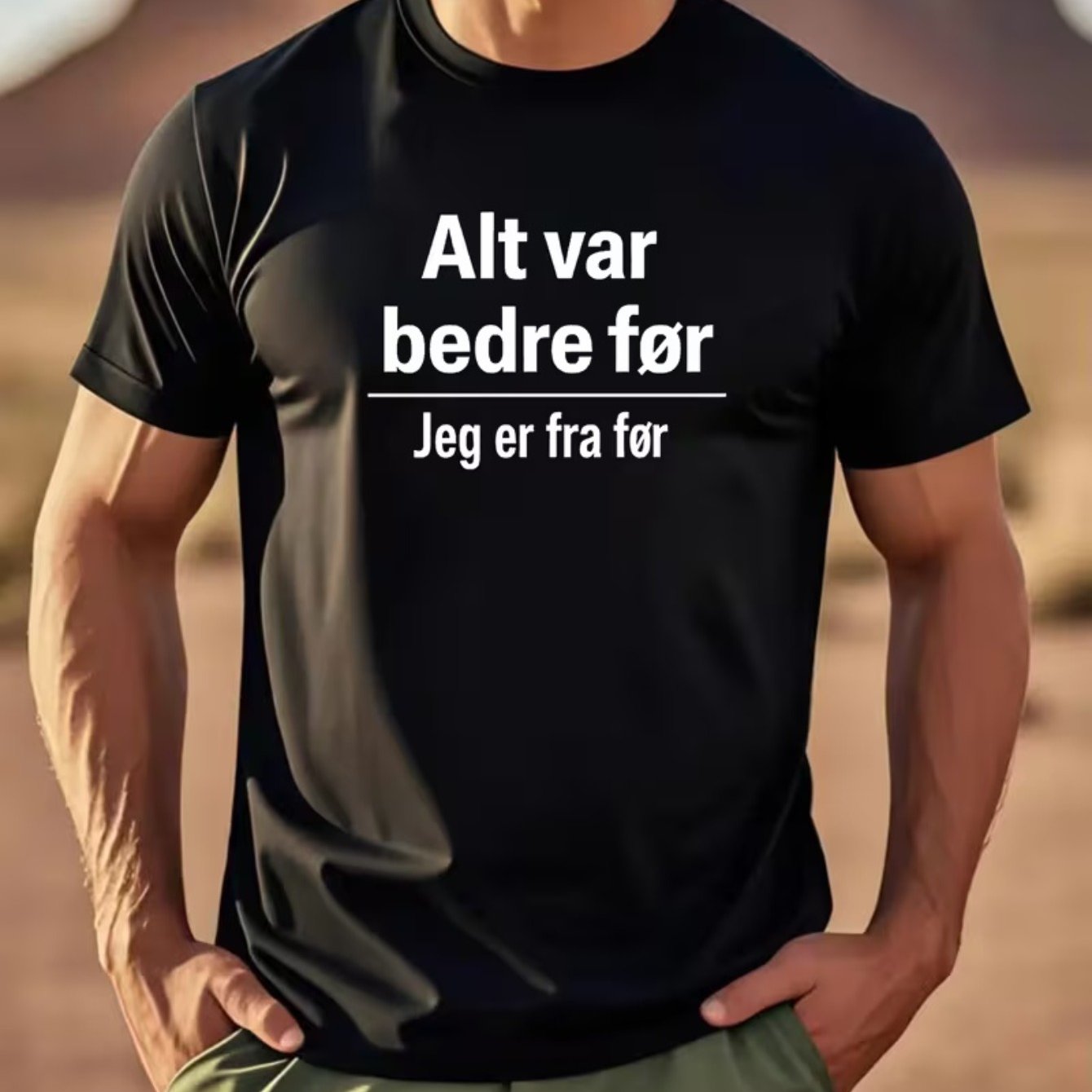 TEMU Men's T-shirt "alt Var Bedre FÃ¸r" Nostalgic Meme Print, For Retro Enthusiasts, Personalized Top