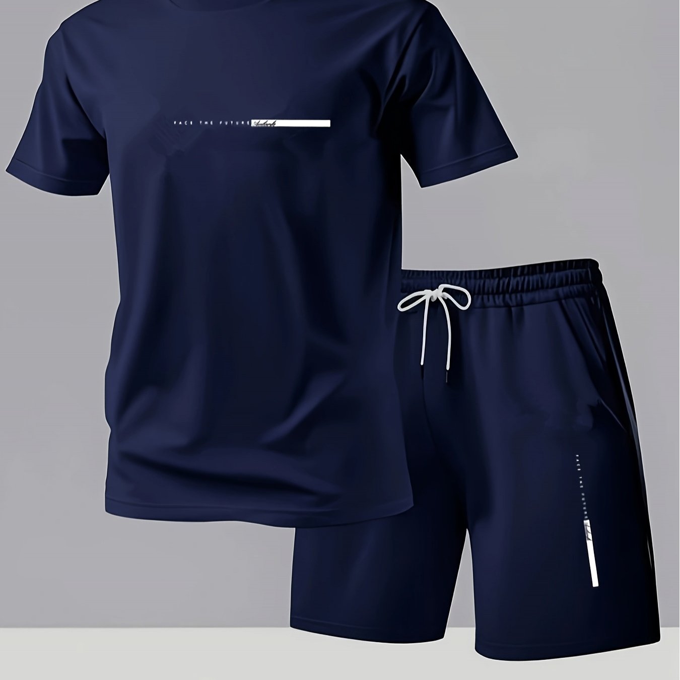 TEMU Ensemble de 'extérieur pour homme printemps/été, T-shirt respirant à col rond imprimé et short, lot de 2 pièces