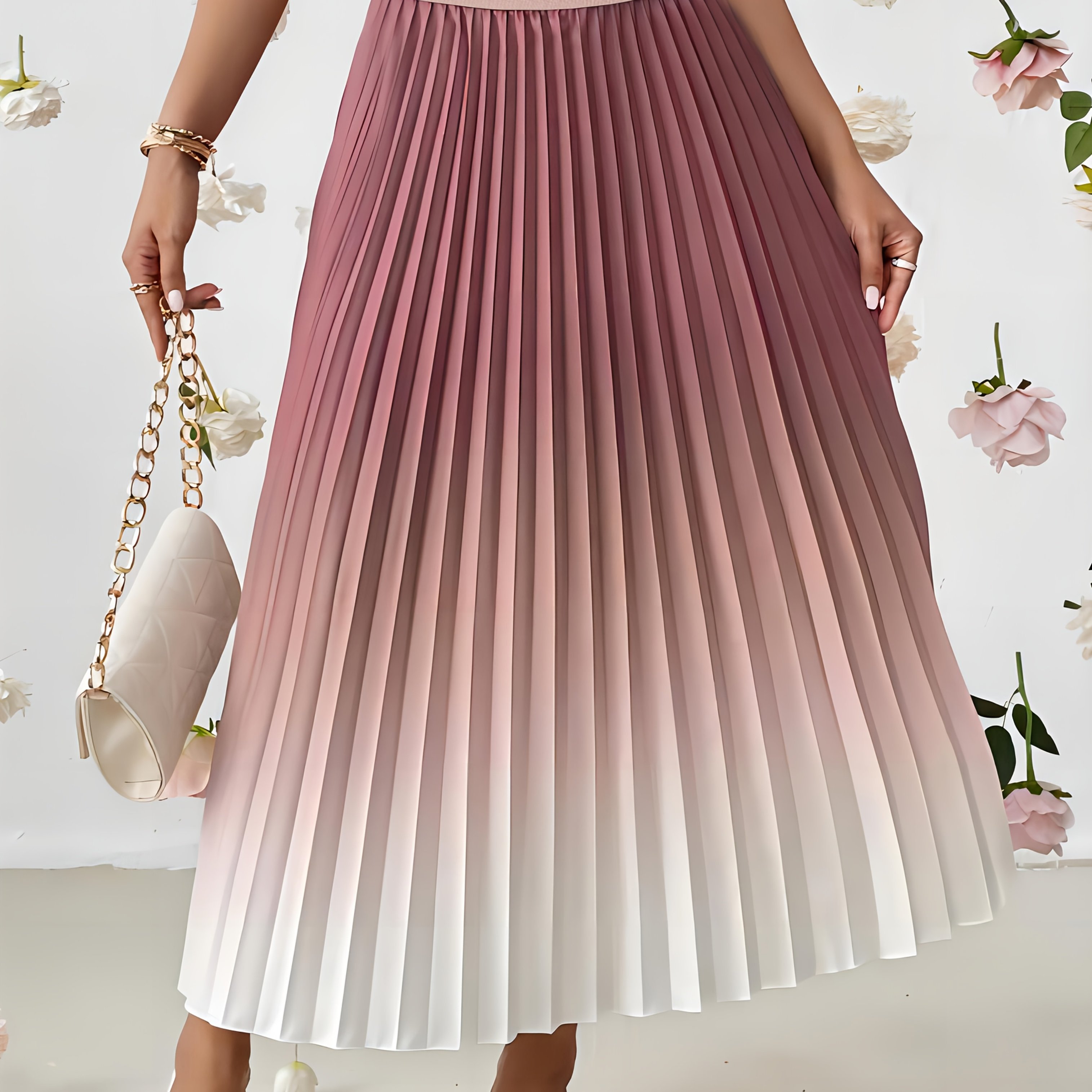 Image of Women's A-line Flared Dress, Casual, All , Purple, Polyester And Spandex, Regular Length, No Belt, Woven, 125g/m², For Summer