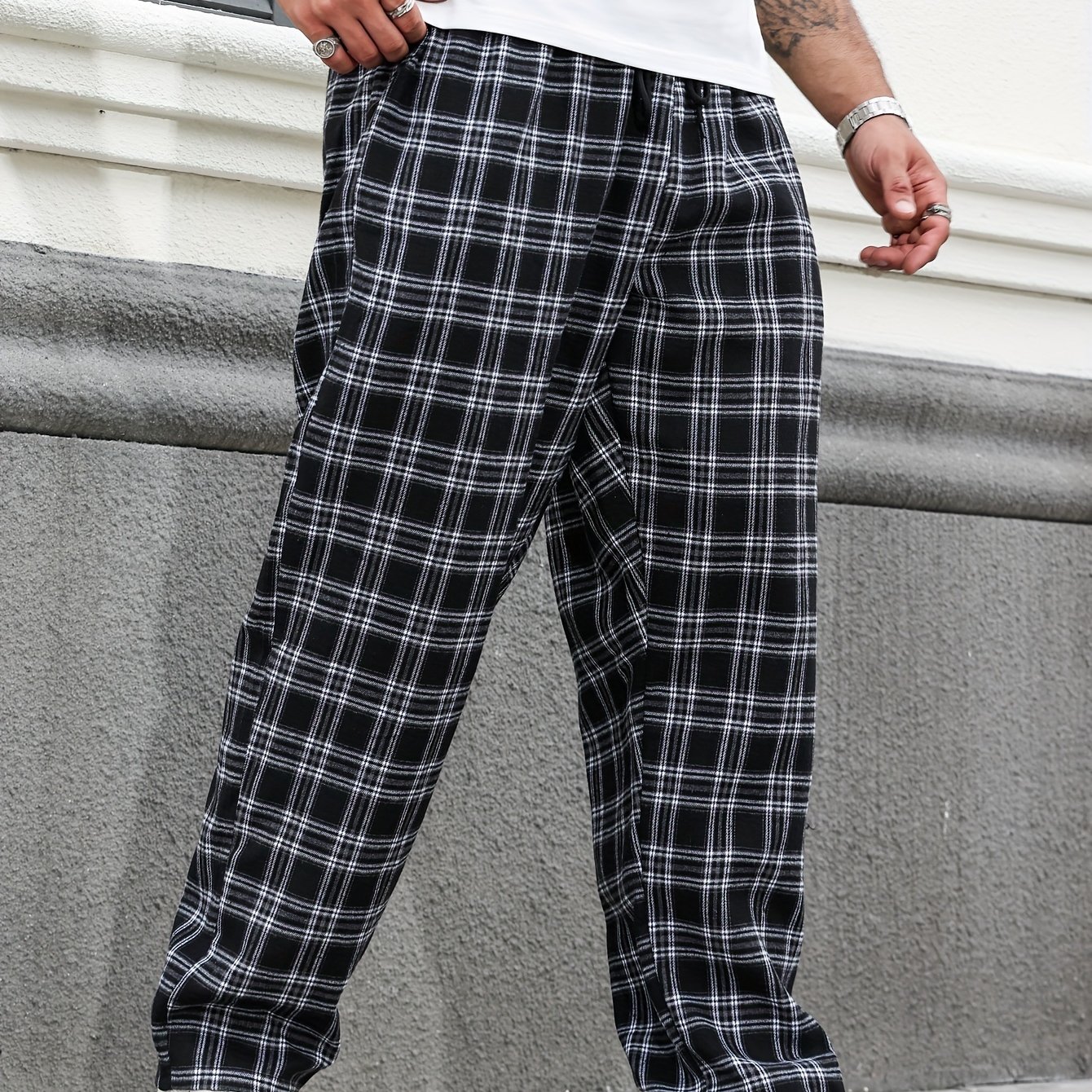 Plus Size Men's Casual Long Pants, Plus Size