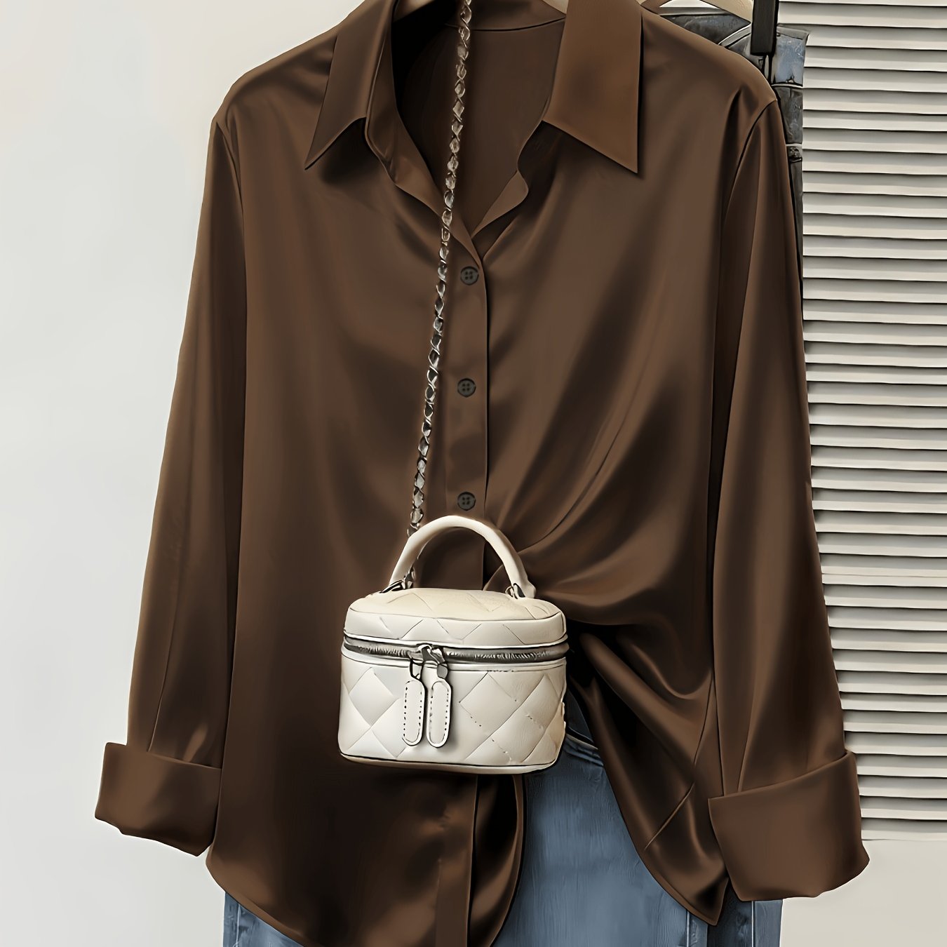 Women's Spring/autumn Elegant And Versatile Satin Commuter Shirt