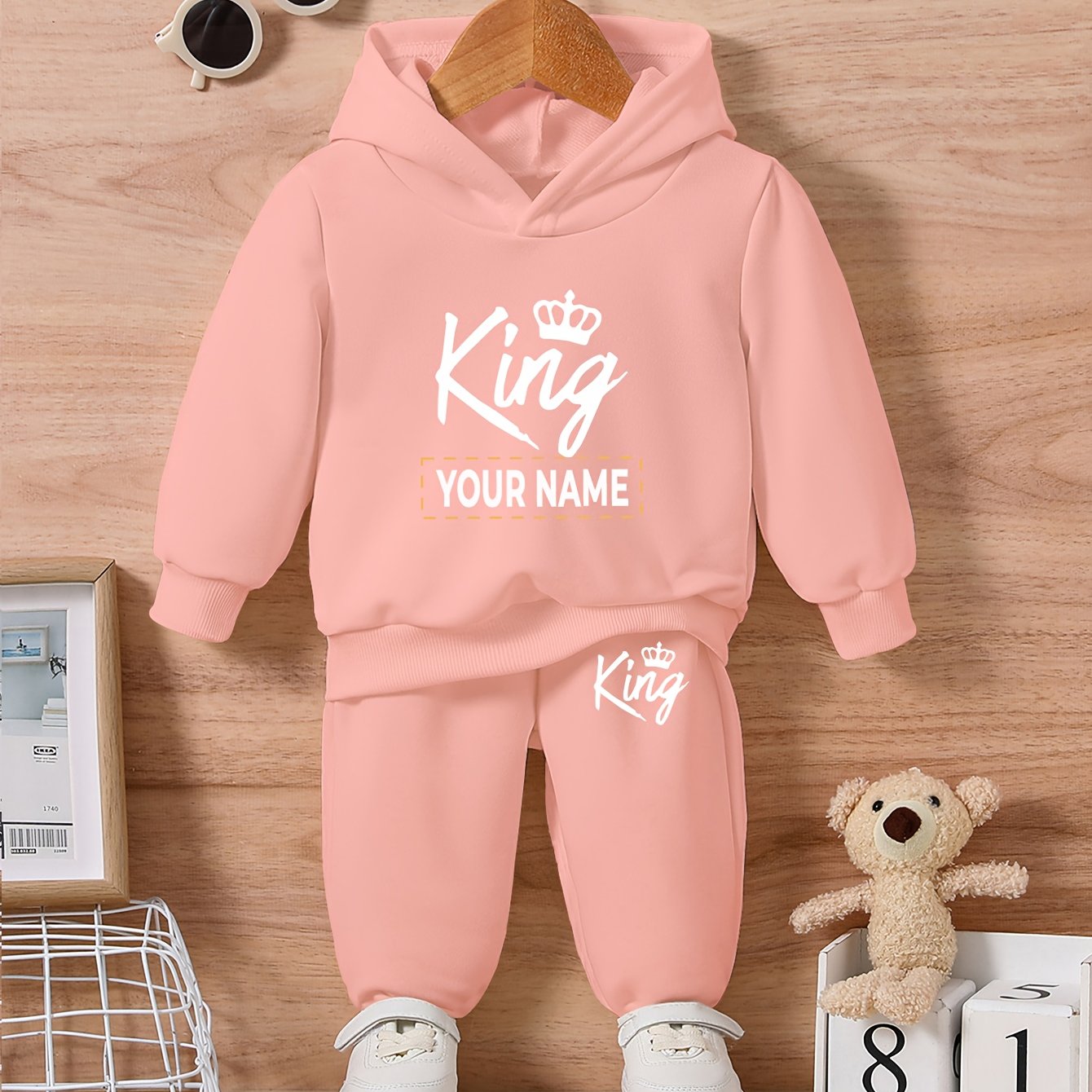 Baby's Customized 2pcs Set, Christmas Pattern Sweatshirt & Sweatpants