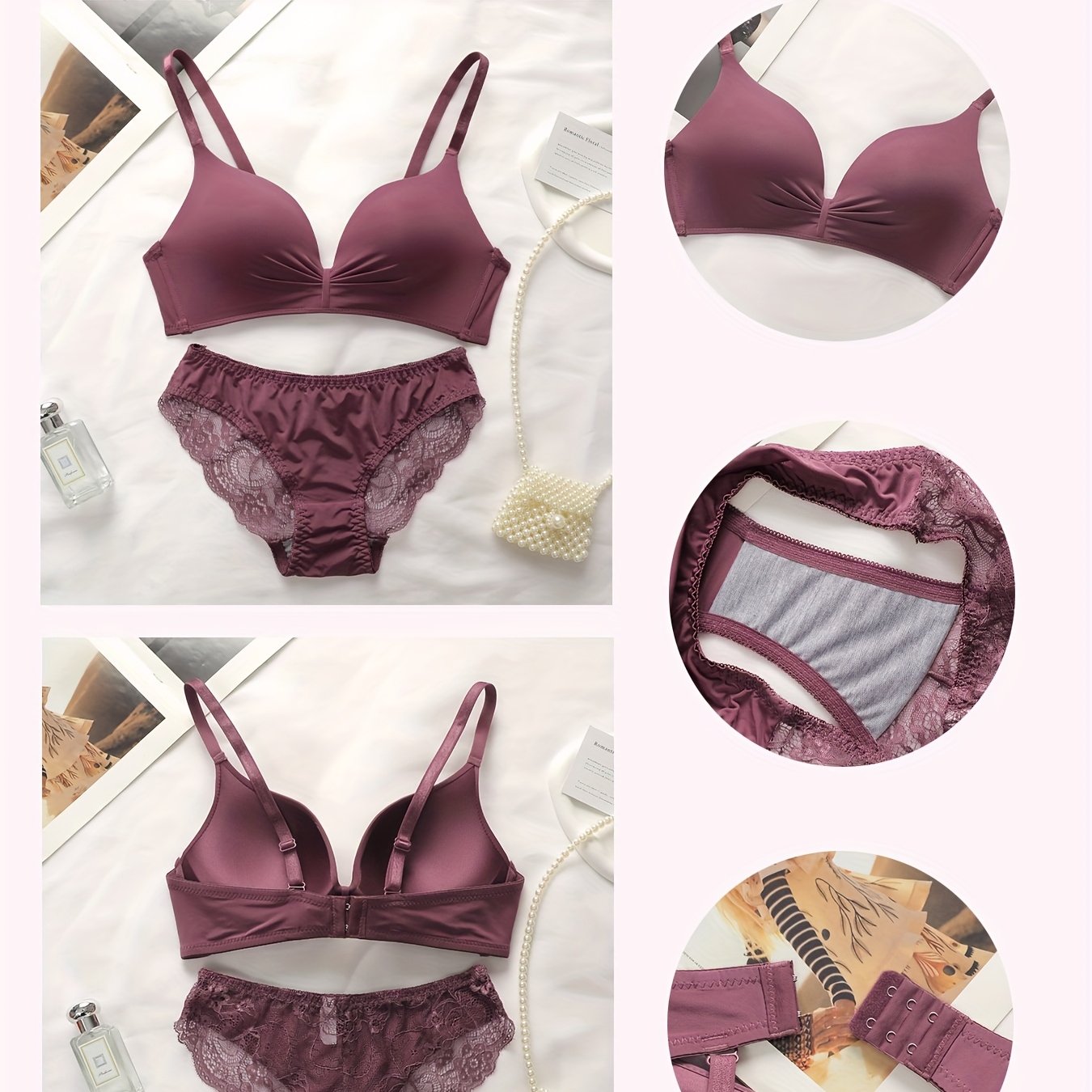 E-shop 1 Set Damen BH ohne Bügel, klassischer sexy Push-Up BH Set