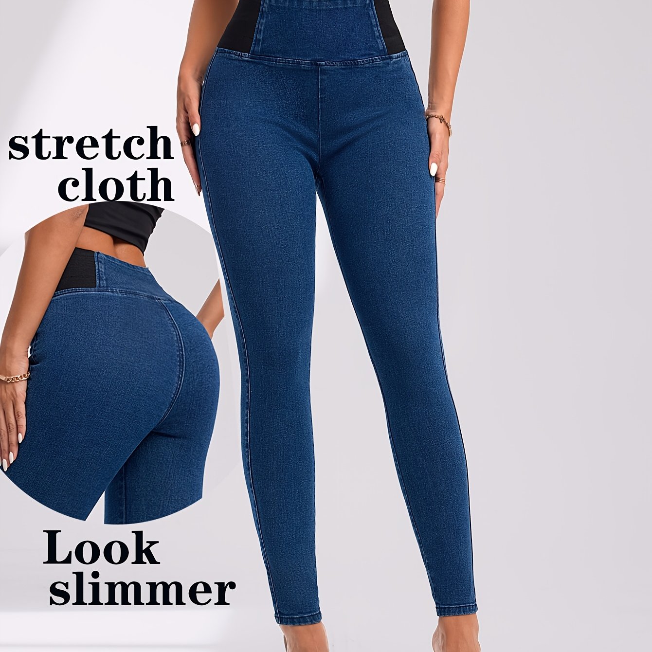 Blue Elastic Waist Slim Fit Leggings Women's Fashion Stretch Outer Wear Comfortable New Product Denim Jeans