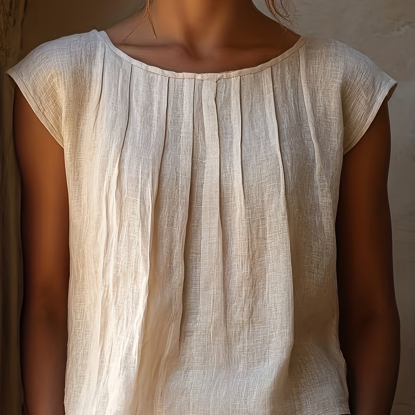 TEMU Chemise Élégante Manches pour Femmes Grande Taille - Blouse Oversize à Col Rond, Unie, Décontractée et Habillée, Lavable en Machine, Printemps