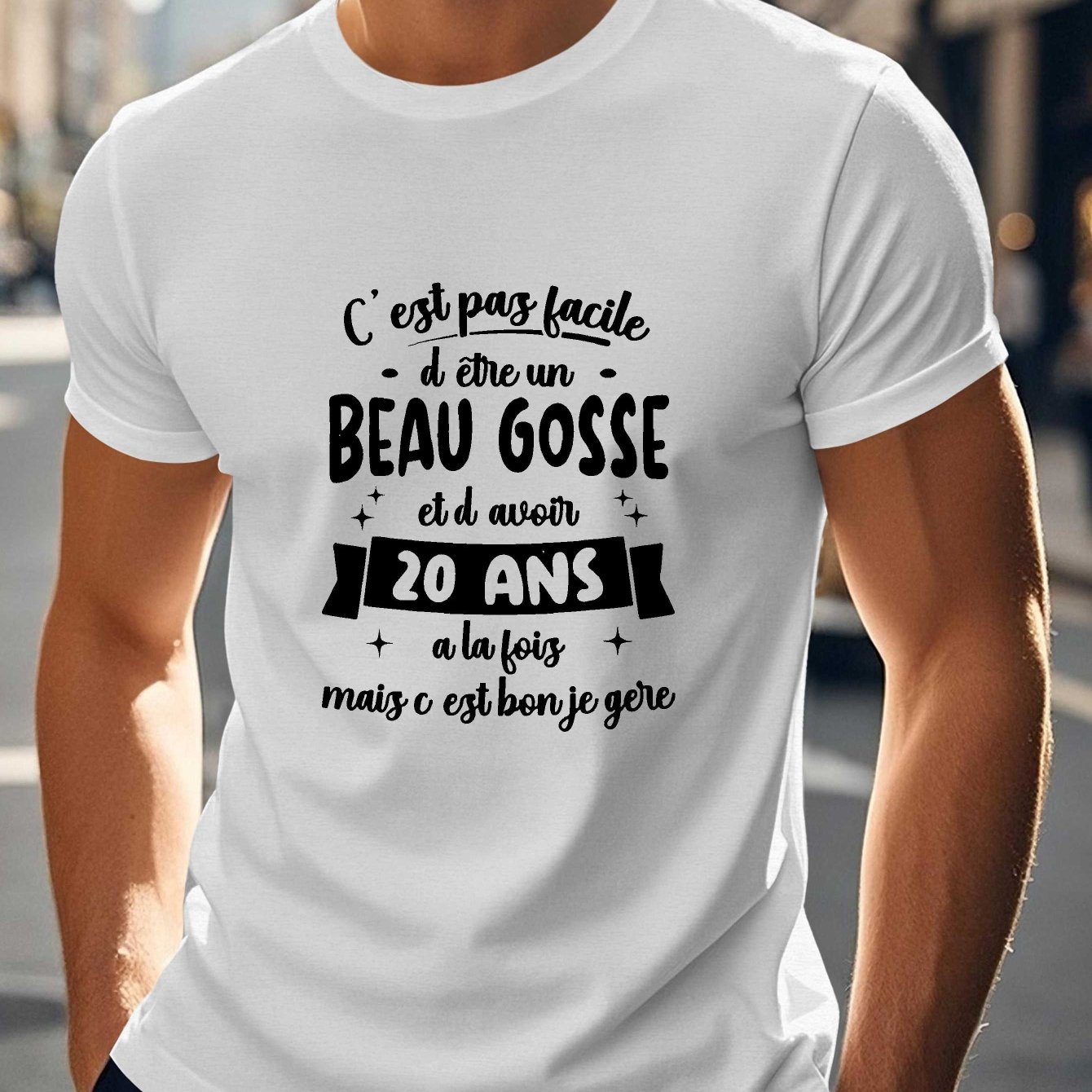 TEMU T-shirt Homme Manches Courtes Été - Style 20 Ans