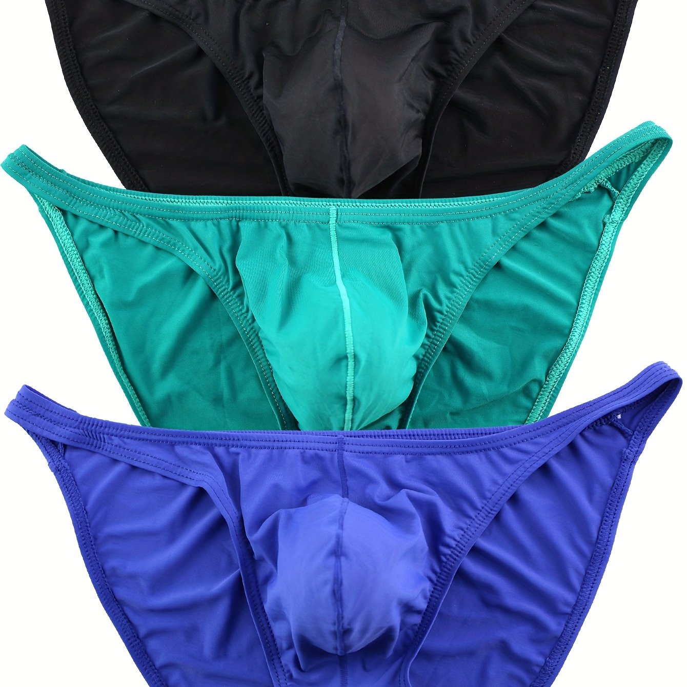 TEMU 3pcs Men's Briefs, Ice Silky Fiber Fabric, Ultra-thin, Breathable, Stretchy, Slim-fit, Comfortable Summer Bikini Shorts, Comfortable For Sports,
