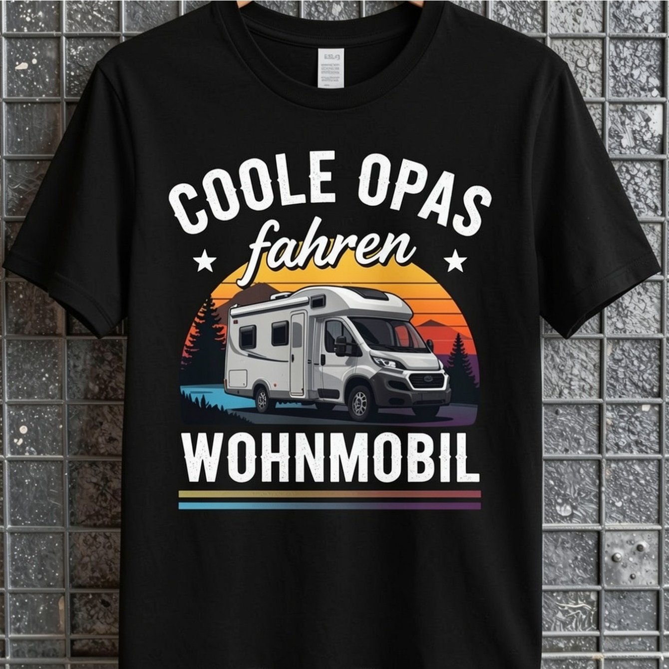 Cool Grandpas Drive Motorhome T Shirt Black Van And With German Text For Camping And Travel Enthusiasts