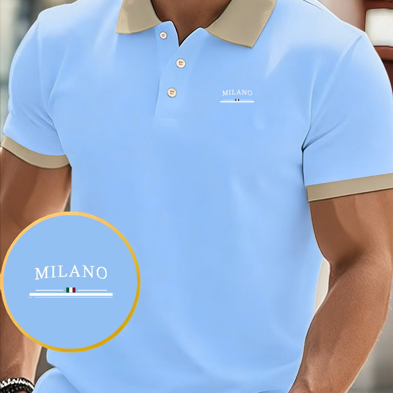 E-shop Herren Klassisches Print-Kragenhemd, Verschleißfest und Langlebig, Geeignet für Fitness, Elastisch und Atmungsaktiv, Kurzarm-Design für Alle
