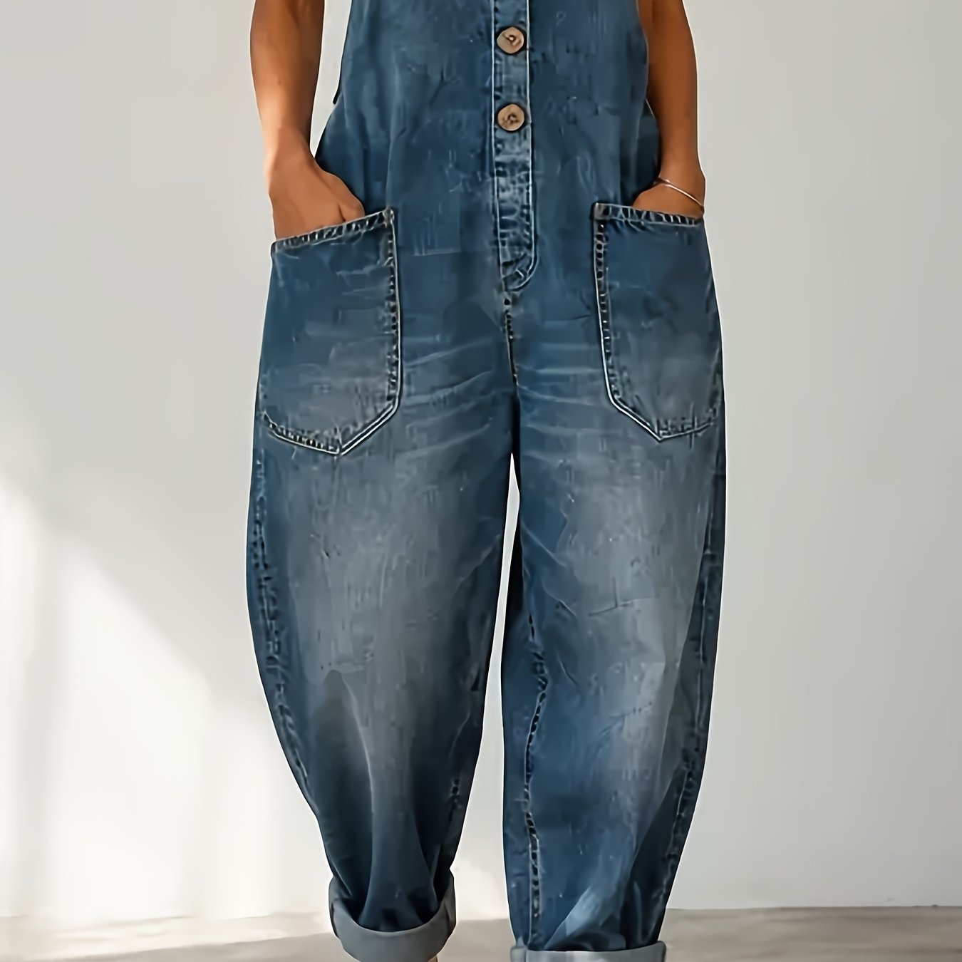 Women's High-waisted Loose Overalls Jeans With Adjustable Straps & Large Pockets - Wide- Pants Suitable For Casual Streetwear, Travel, Daily Wear, -, Machine Washable Spring Summer Fall Outfits