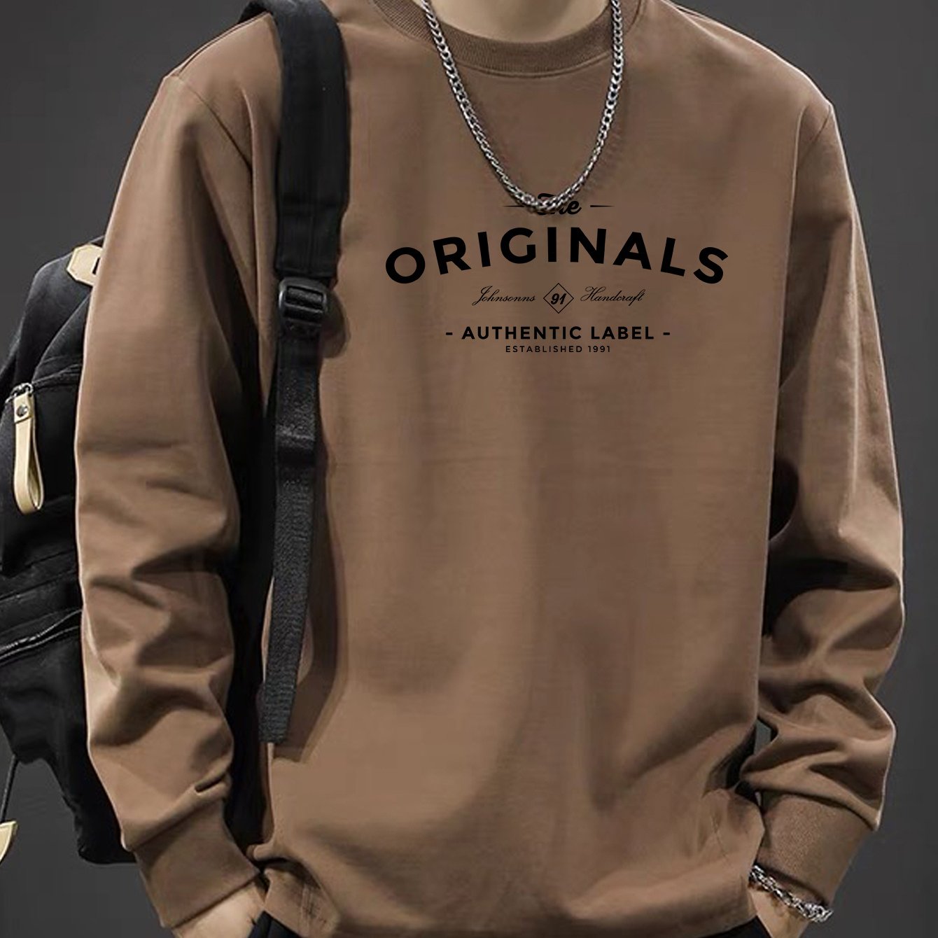& Progress Bull 2024 's Crew Neck Long Sleeve T-shirt, Loose Size , Spring/autumn Base Layer, Men's C188-d