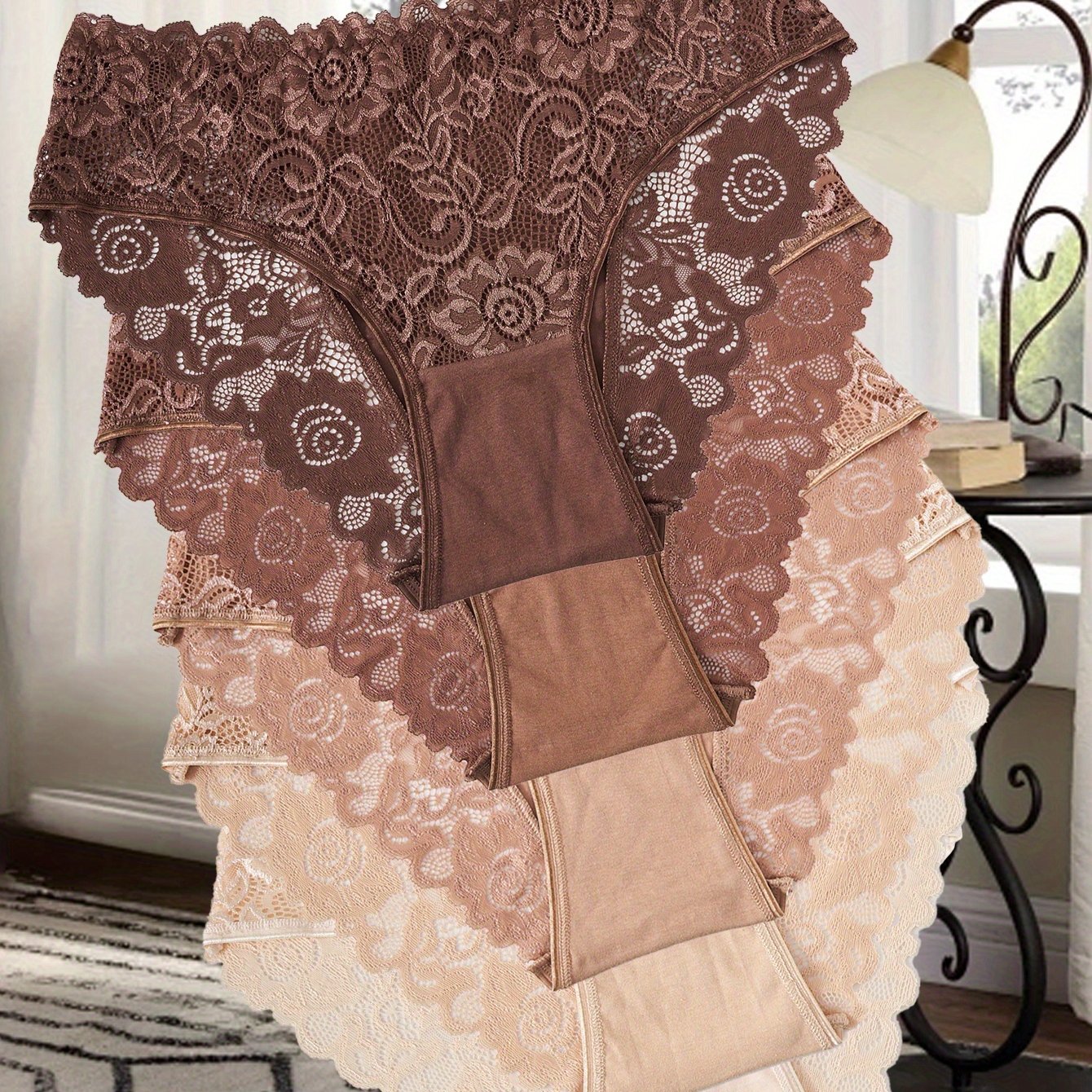5pcs Women' Underpants With Wave Edges