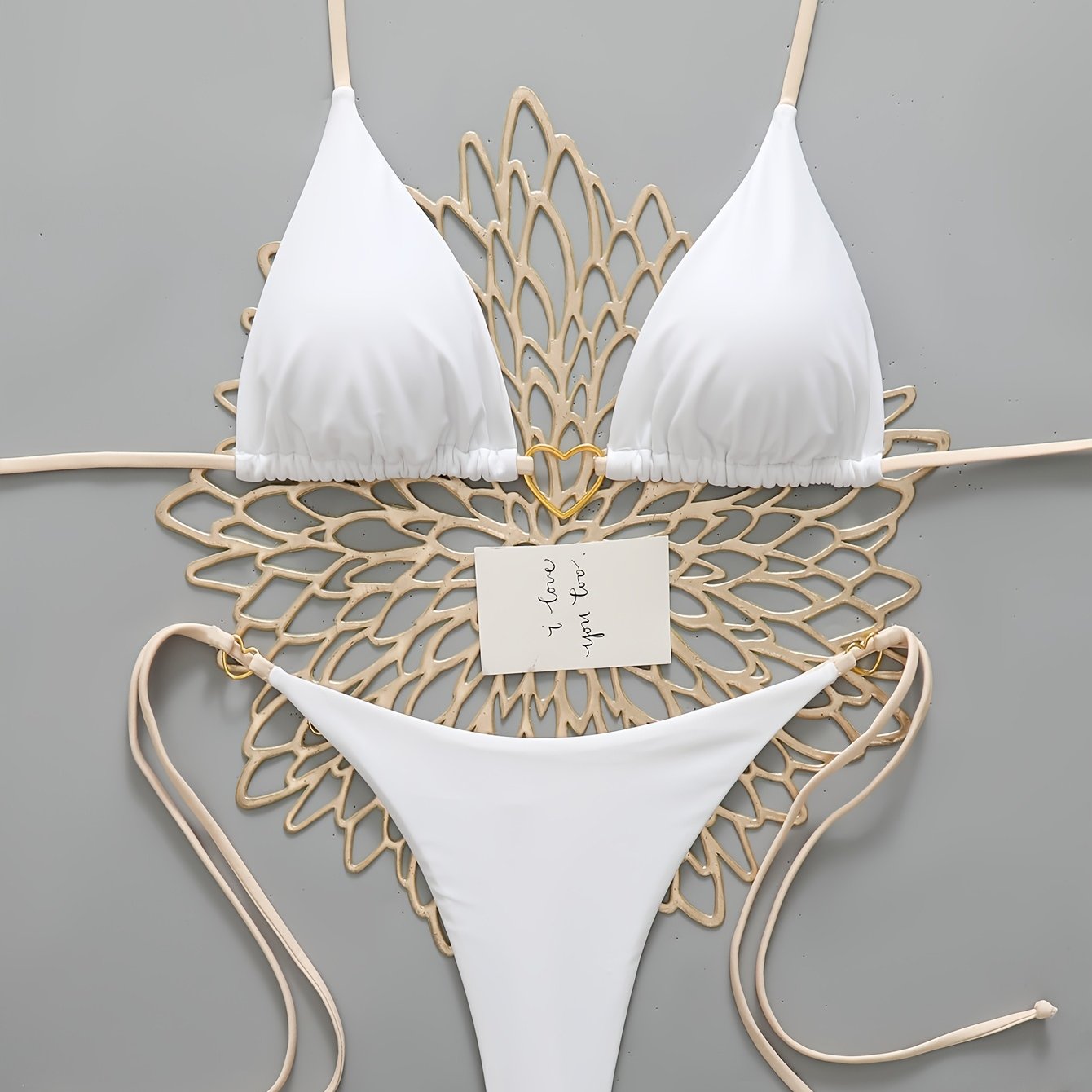E-shop 26SS Sommer-Trend Damenmode Einfarbiges High-End Reines Verlangen Zweiteiliges Bikini-Set für Frauen