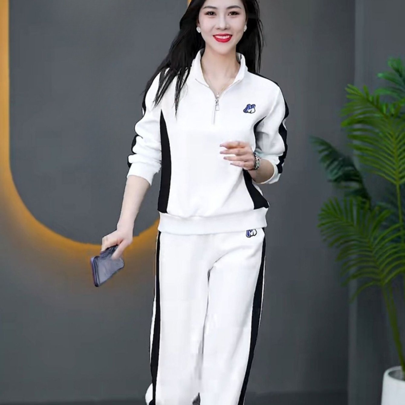 TEMU Ladies' Trousers Sets, Fashionable, Casual, Elegant,, Long-sleeved, Tops, Trousers, Swear Sets, Two-piece Sets, Trousers Sets, Spring And Autumn