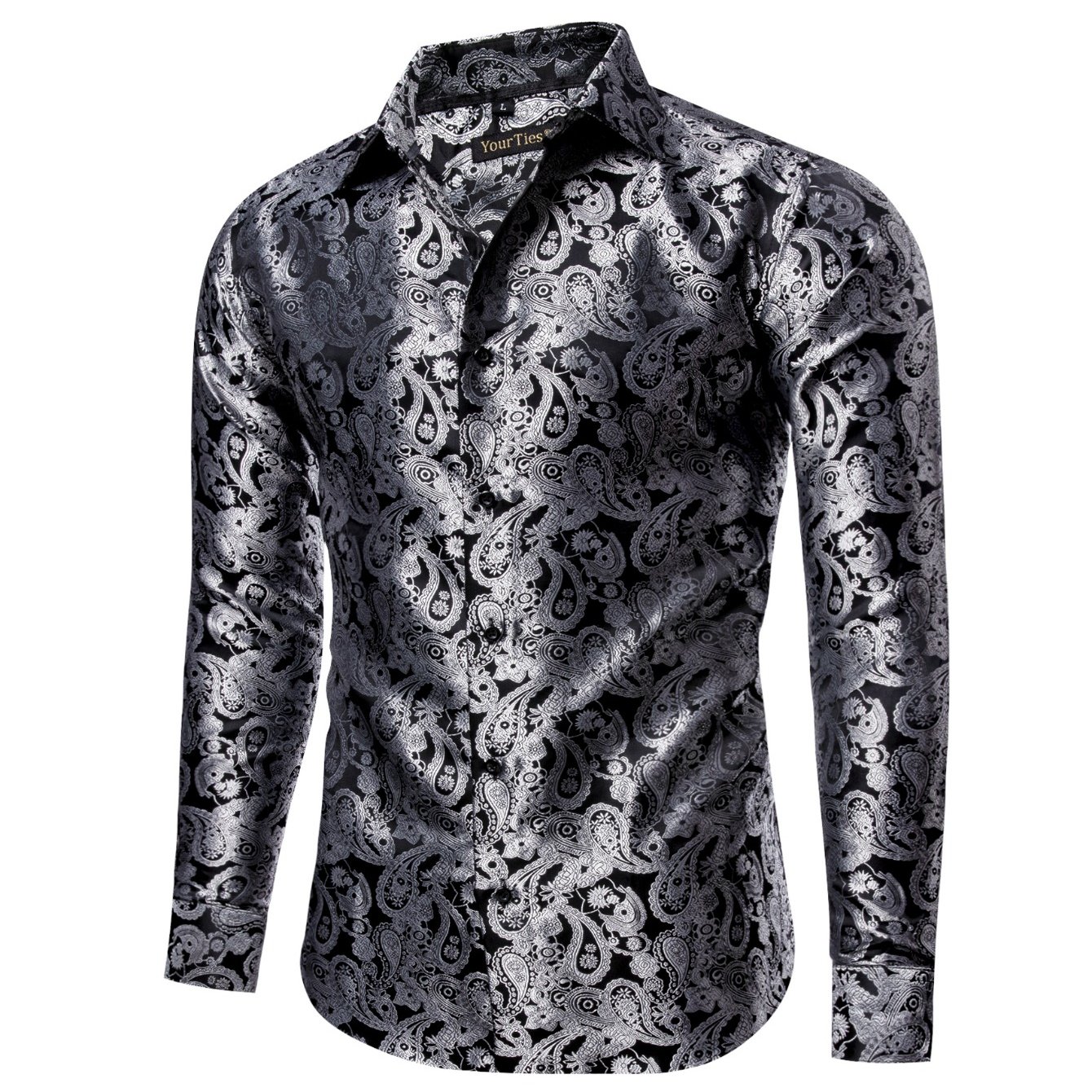 Men's Retro Jacquard Dress Shirt, Slim Fit Formal Shirt For Business Banquet And Performance