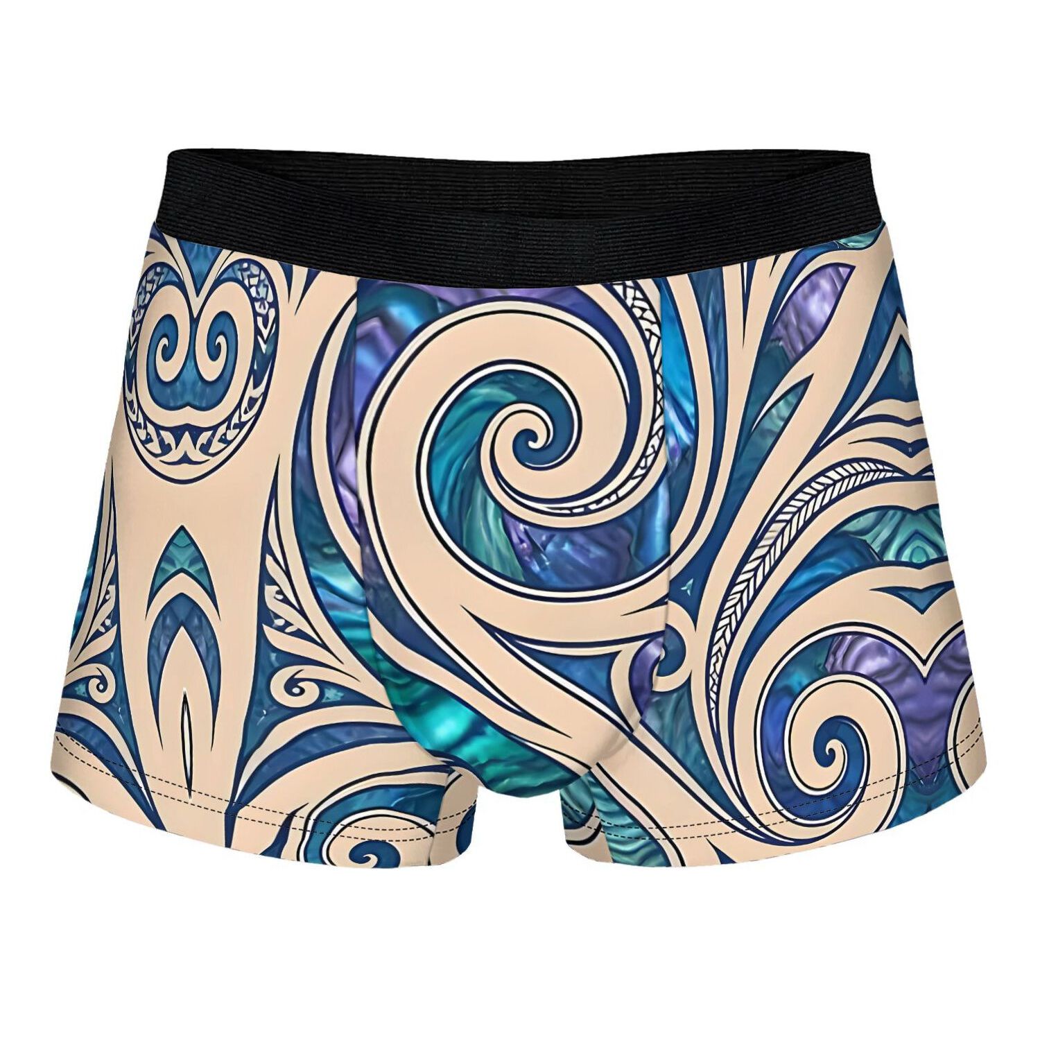 TEMU Breathable Underwear 2d Print Design New Zealand Maori Pattern Funny Boxer Shorts Suitable For Daily Wear And Gifts Machine Washable
