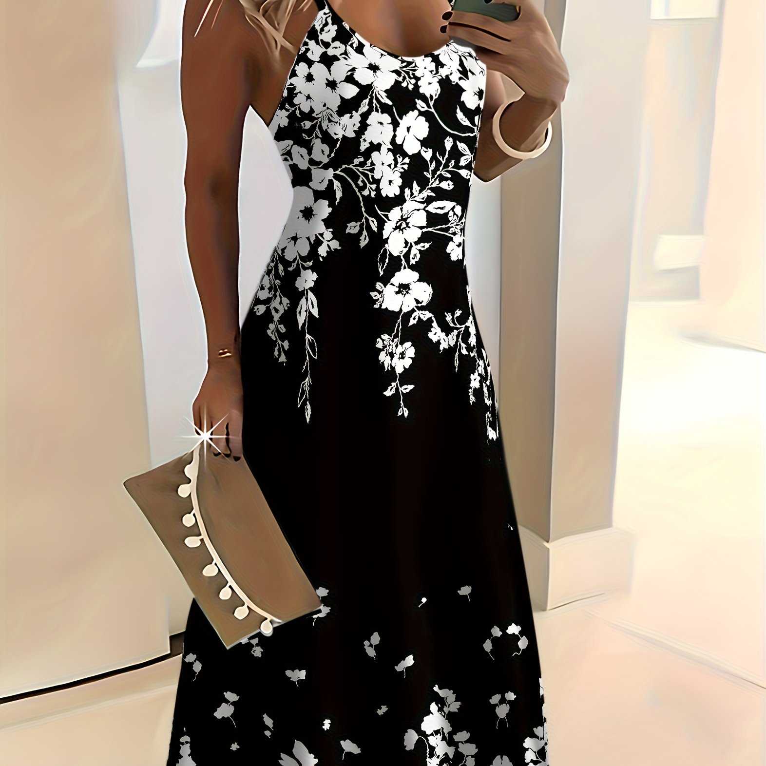 New Summer Collection Of European And Women's Sleeveless Printed Round Neck Dresses For Vacation And Leisure