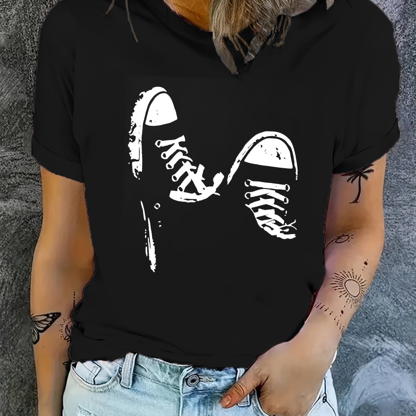 Plus Size, Women's Creative Casual T-shirt