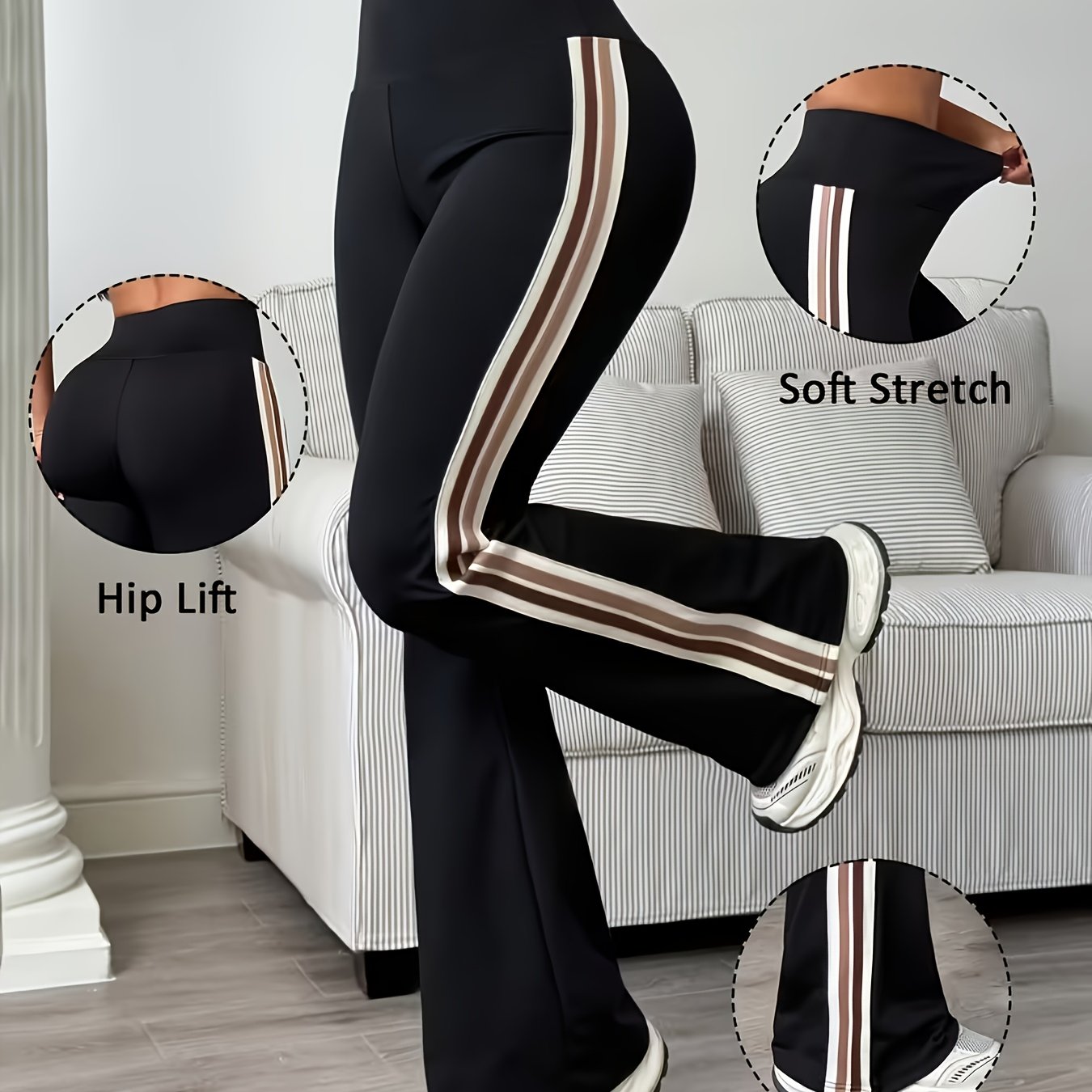 E-shop Hose in Übergröße, neue stilvolle gestreifte Hose mit hohem Stretchanteil hoher Taille, hohe Taille für eine passende Figur, geeignet für