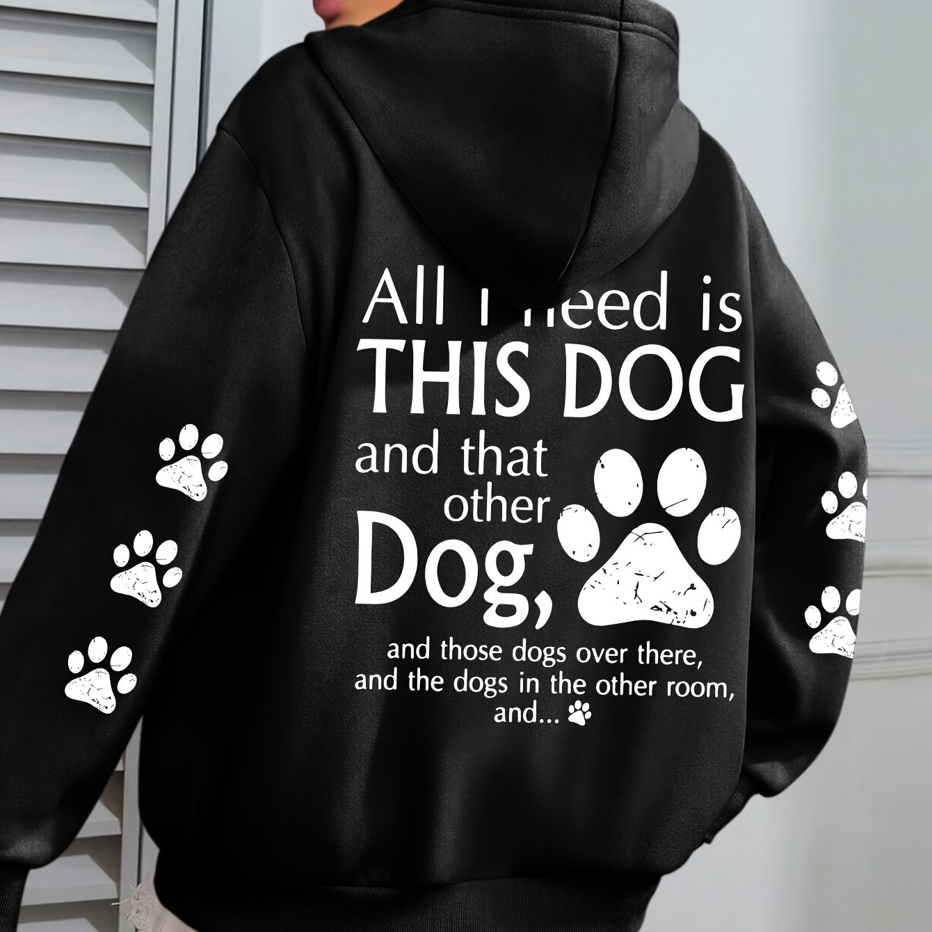 TEMU Plus Size - Plus Size - Plus Size This Dog And That Other Dog Print Hoodie, Casual Hoodie met Trekkoord voor Winter en Herfst, Dameskleding in