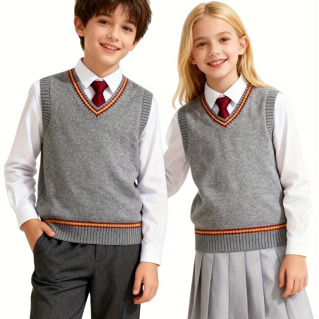 Image of Sw003 &; Pure Cotton Knitted Vest - Unisex School Uniform Vest, Comfortable & Versatile, Ideal For Formal & Casual Looks, In-season Trend Leader, 100 Days Of School