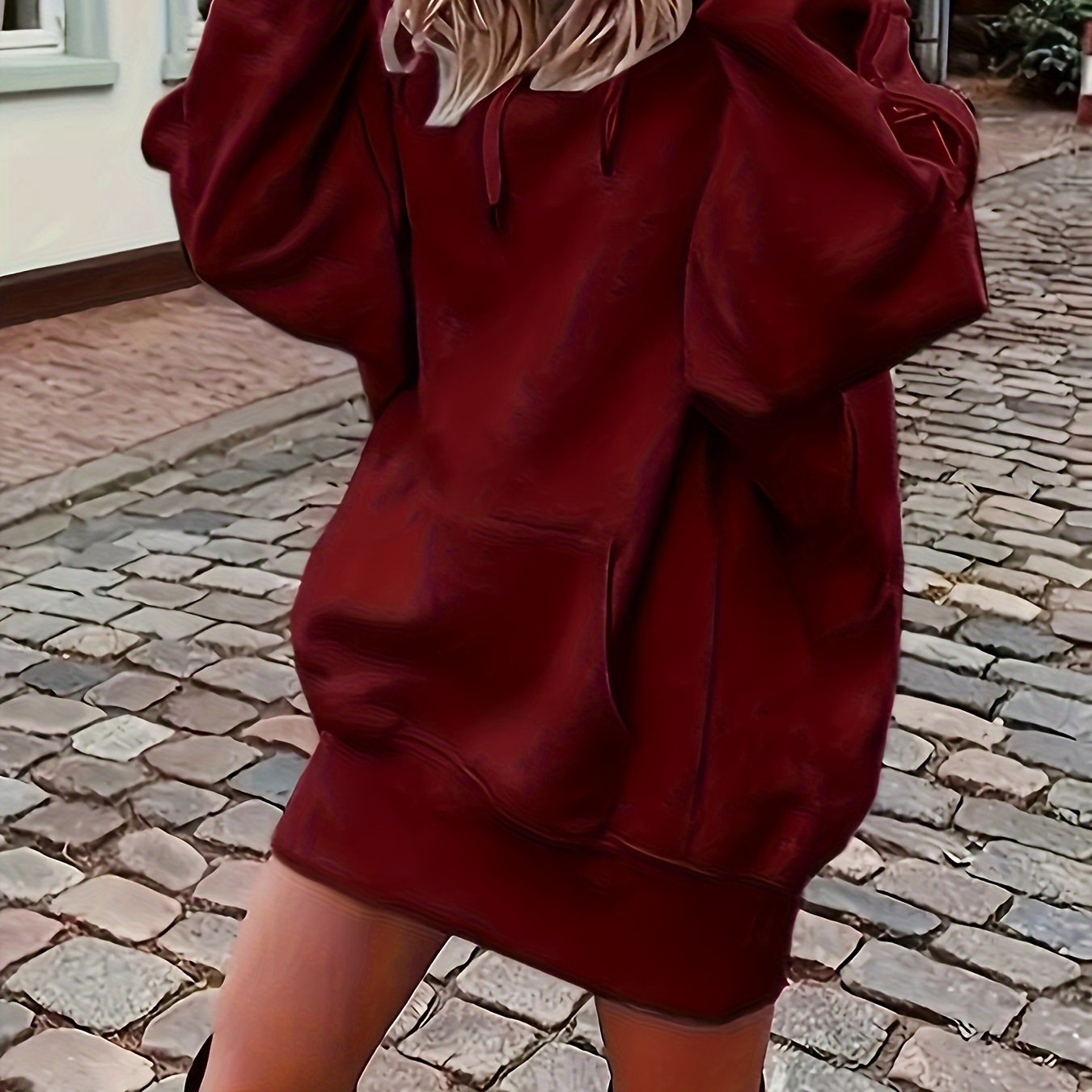 TEMU Women's Casual Hoodie With Kangaroo Pocket And Drawstring Waist - Comfortable And Stylish Sweatshirt For Everyday Wear Dress