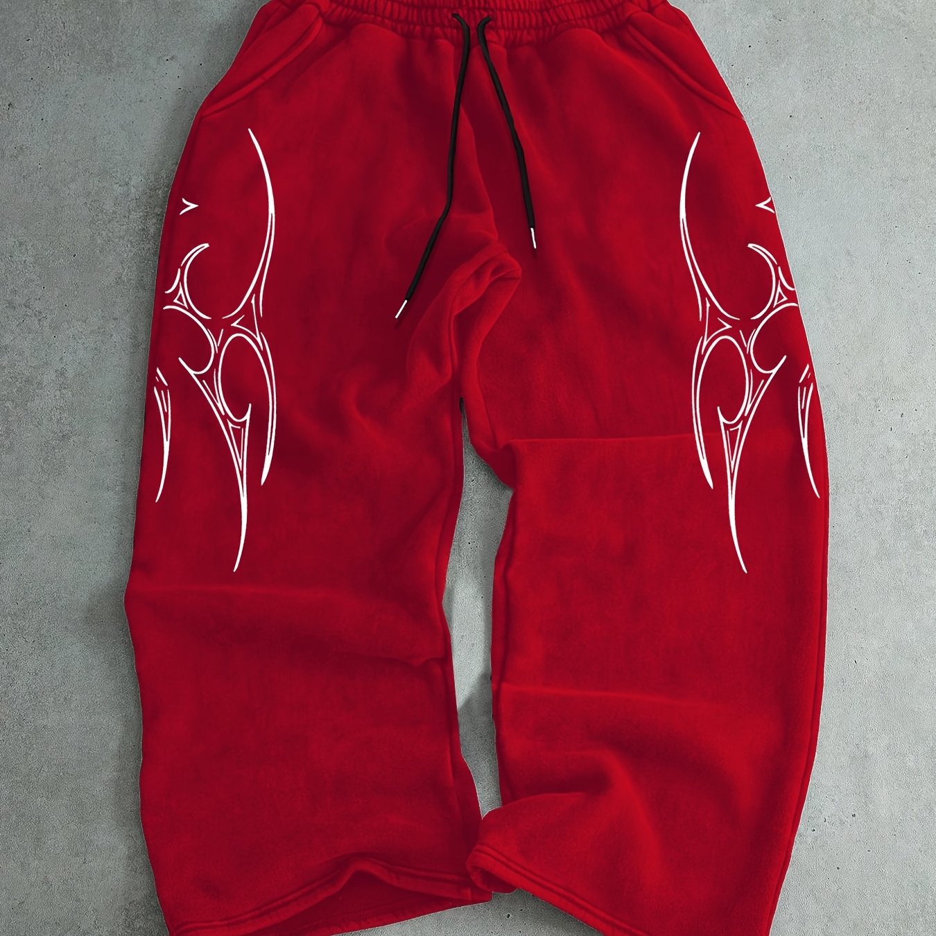 TEMU Stretch Retro Casual Elastic Waist Sweatpants, Gothic Pattern Print, Comfortable Sweatpants For Athletic Sweatpants, Casual Sweatpants, Street