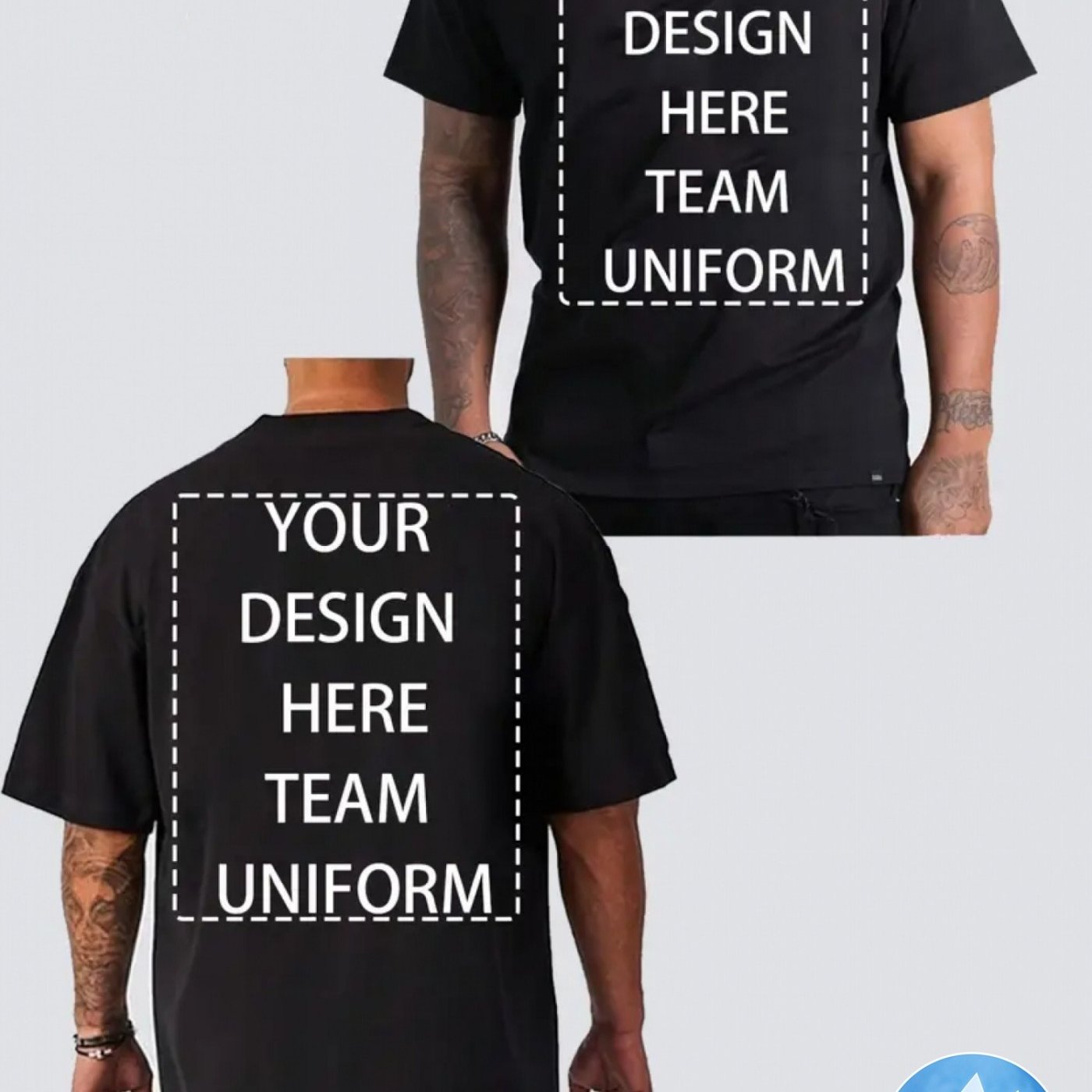 TEMU Custom Plus-size Dotted Frame On The Back, Featuring The Text "your Design Team Uniform" Inside . This T-shirt Is Ideal For Custom Plus-size