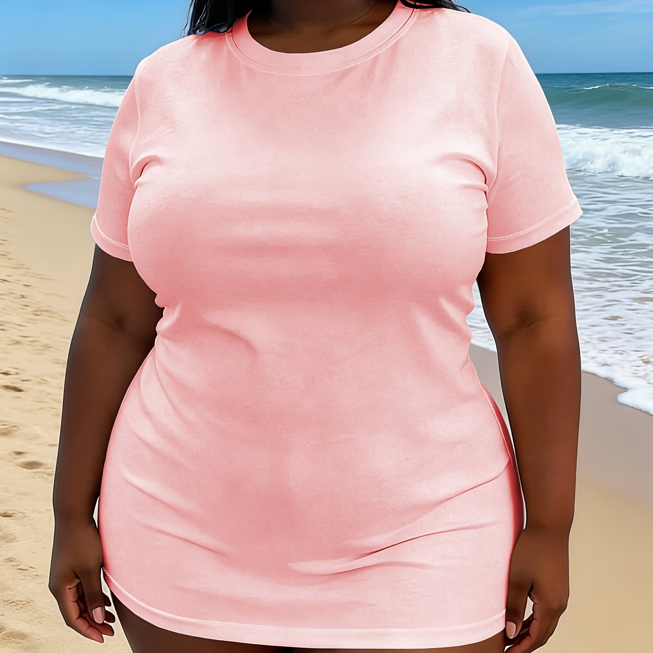 TEMU Plus Size, Women's Plus Size Oversized Short Sleeve T-shirt - Loose Fit Round Neck Blouse-compatible Top (machine Washable) | Non- Casual Casual