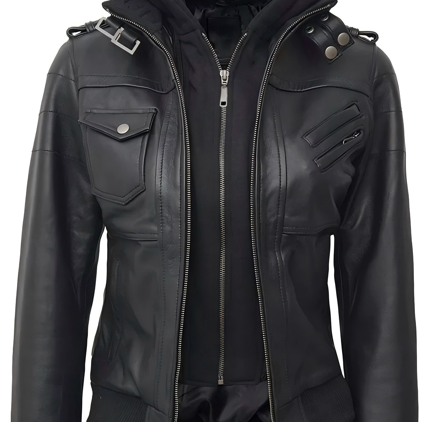 Image of Plus Size, Christmas Coat, New Year Coat, Vintage Elegant Women's Coat, Spring Autumn Winter Women's Plus Size Solid Color 2-in-1 Look Jacket, Biker Jacket