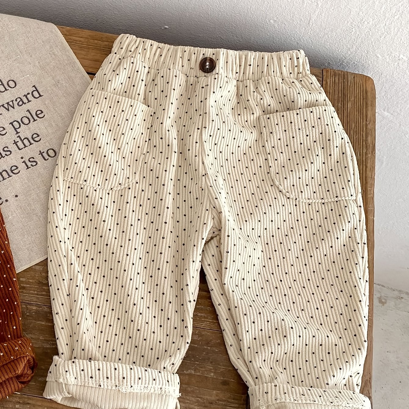 Image of 0-3 Year Old Spring And Autumn Baby Pants, Loose Baby Pants, Children's Corduroy Pants With Large Board Shape, Fashionable Polka Dot Boys' Pants, Girls' Pants, Perfect For Outdoor