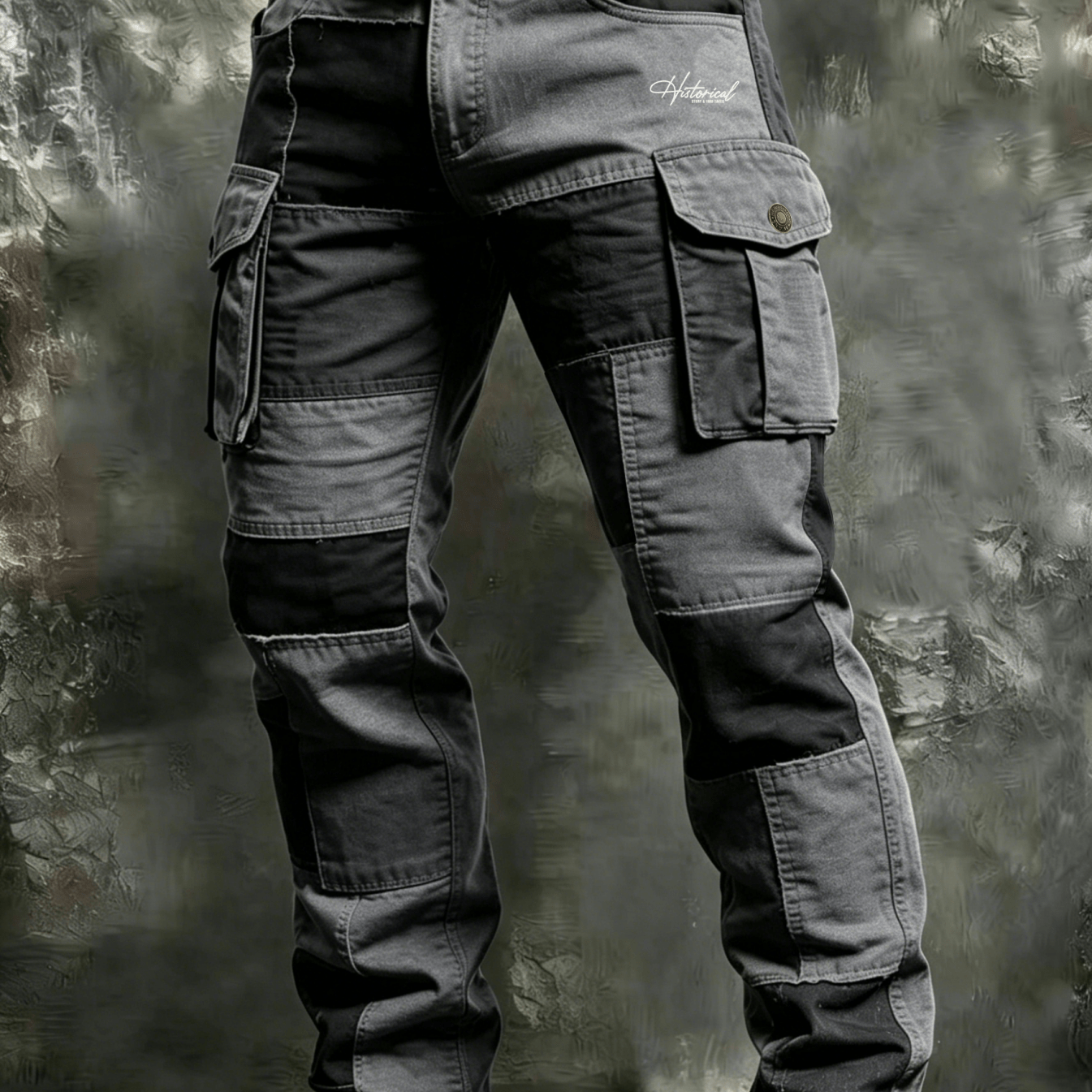 TEMU Pantalones cargo multi-bolsillos estilo skater para hombre, pantalones de trabajo diarios con bloques de color patchwork