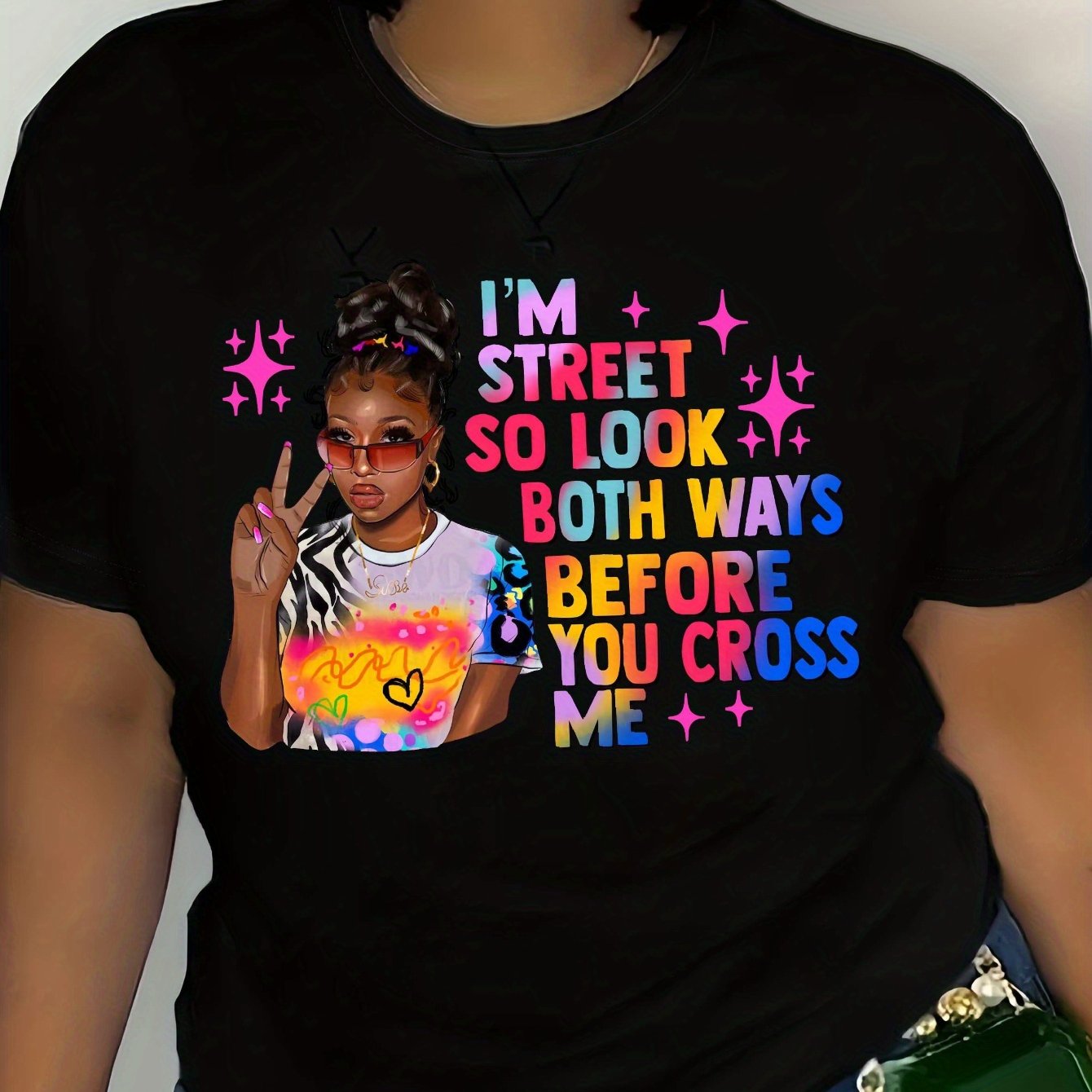 TEMU Figure Print Crew Neck T-shirt, Casual Short Sleeve T-shirt For , Women's Clothing