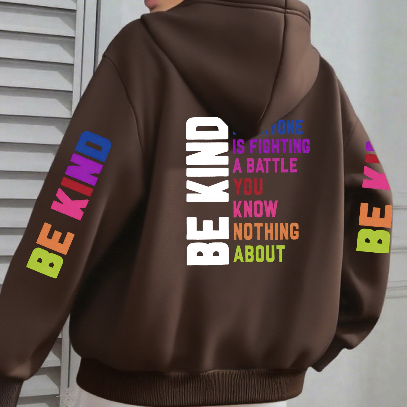 TEMU Fashion Hooded Sweatshirt With Printed Back And Sleeves, Long-sleeved S Shirt With Drawstring, Soft, Versatile, Autumn And Winter-appropriate