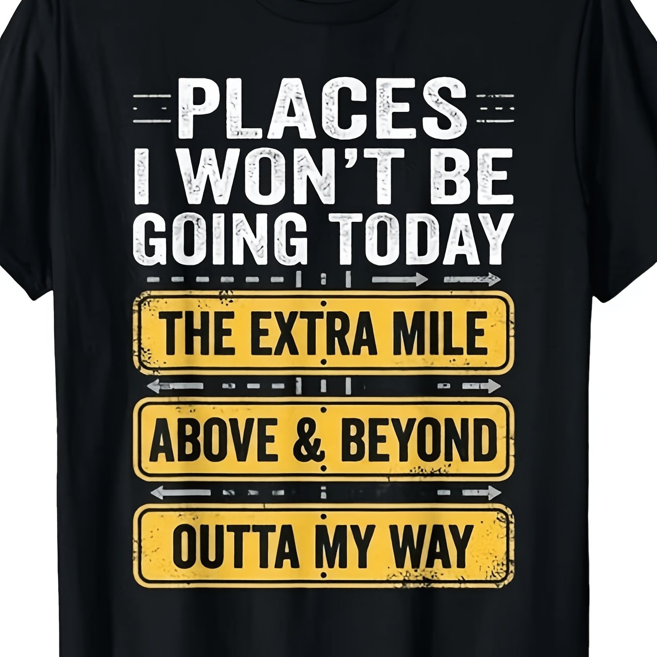 TEMU Men's Fun T-shirt "places 't " â Humorous Slogan Print, Soft And Breathable Crew Neck Short Sleeve T-shirt, Suitable For Casual Wear, Machine