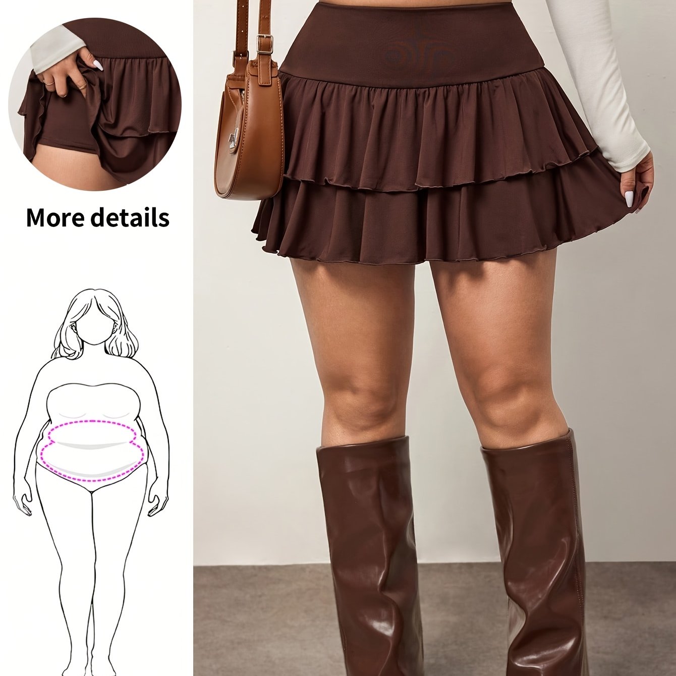 TEMU Plus Size Women's New Short Skirt, Solid Skirt, Easy And Fashionable, Suitable For Daily Casual Wear, , Fitness, Outdoor, Shopping, Daily Wear,