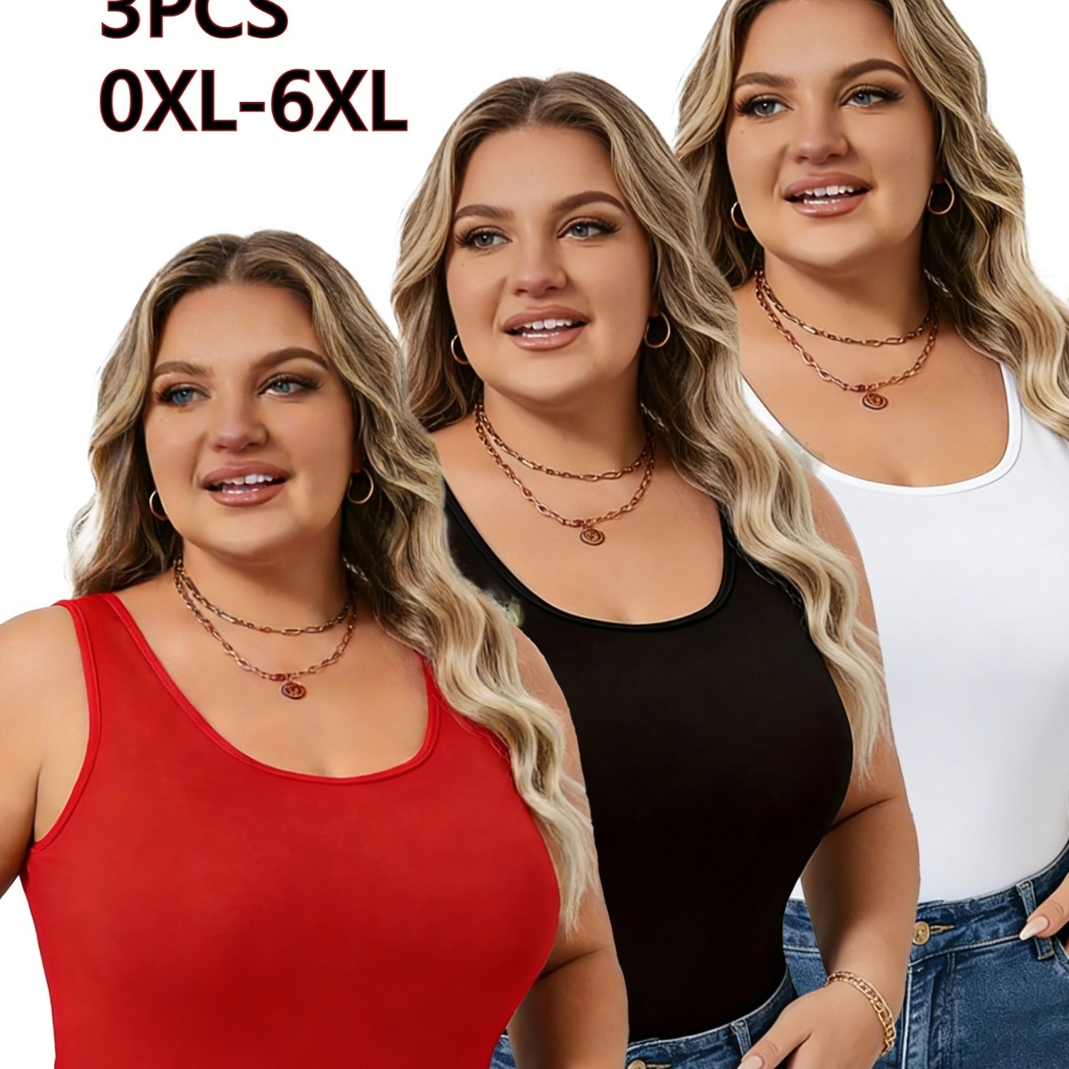 3-pack Women's Plus Size Basic Tank Tops | Stretchy, Soft, And Comfortable For | Versatile Layering Base Layer | Assortment | Spring/summer New Arrival Must-have