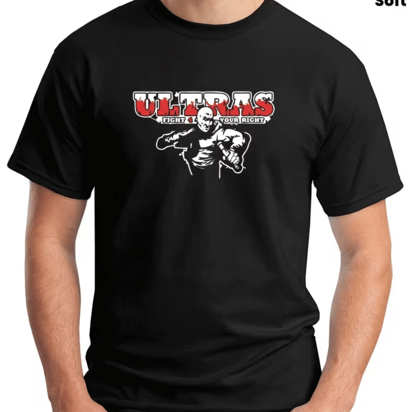 TEMU Hardcore Character Silhouette And Ultras Text Pattern T-shirt, Summer Casual All-match