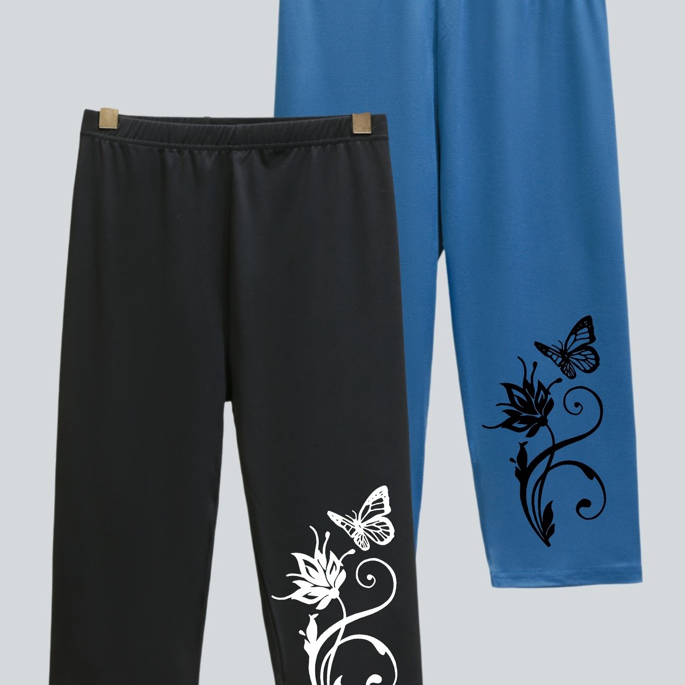 2 kos(a) Plus Size Ženske Športne Udobne Jogger Capri Hlače, Poletne Atletske Udobne Potiskane Leggings Kratke Hlače