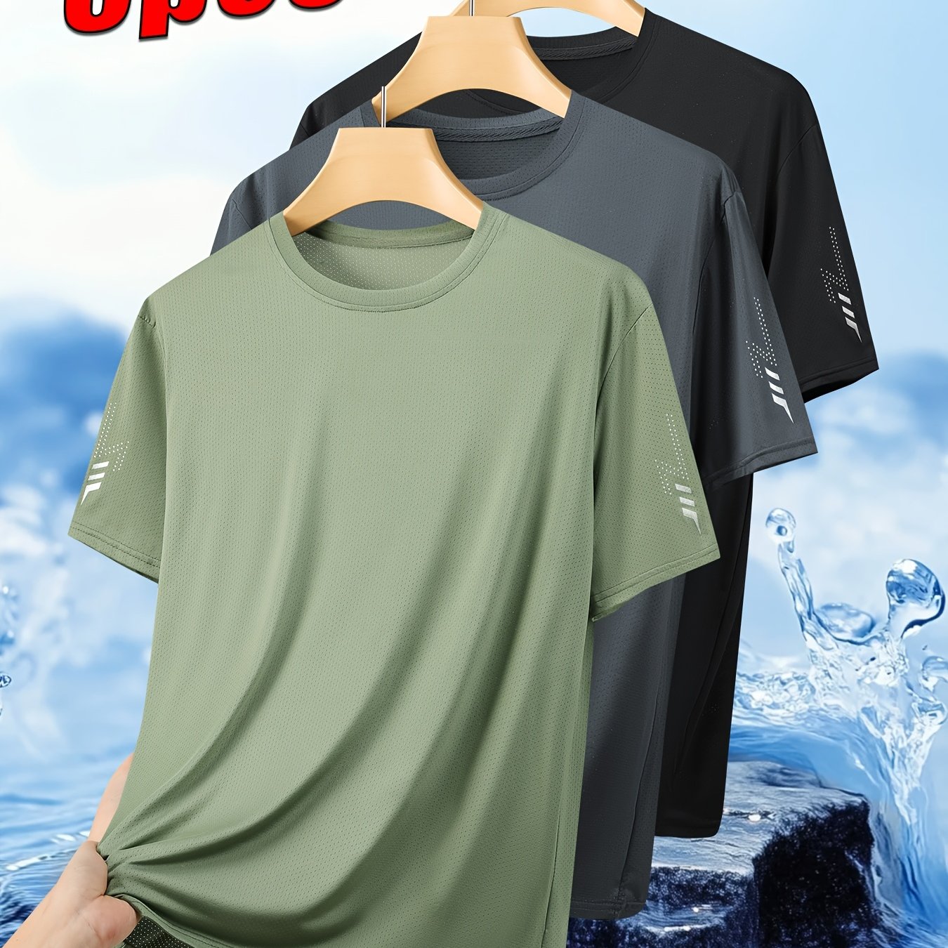 TEMU 3-pc Men's And Women's Couple Casual Sports Short-sleeved Round Neck T-shirt, Printed With Lightning Pattern, Regular Fit, Lightweight, Suitable