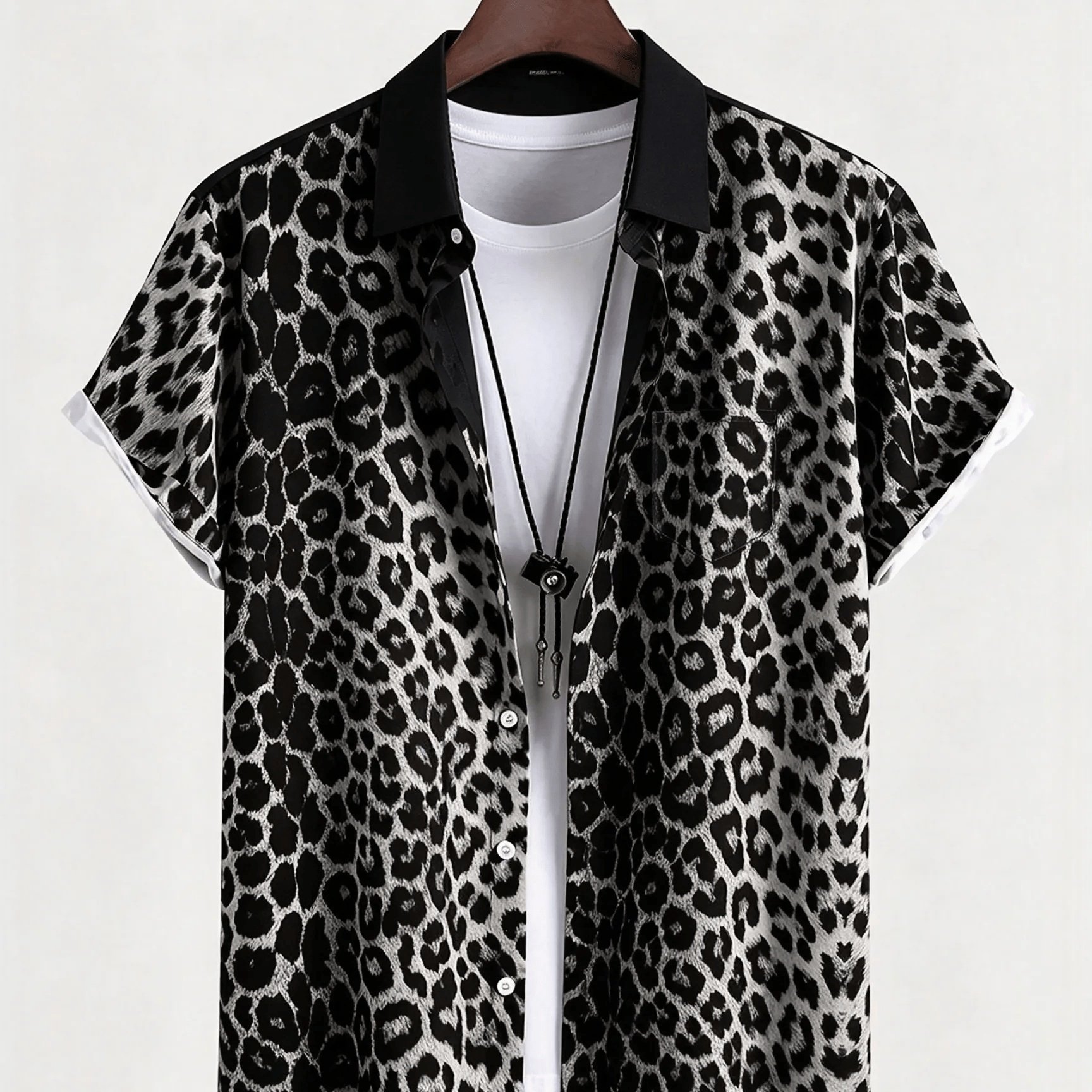TEMU [printed Design â Not Textured] Men's Printed Button- Lapel Shirt, Casual Short-sleeve Top, Lightweight And Breathable Fabric, Open-collar Men'