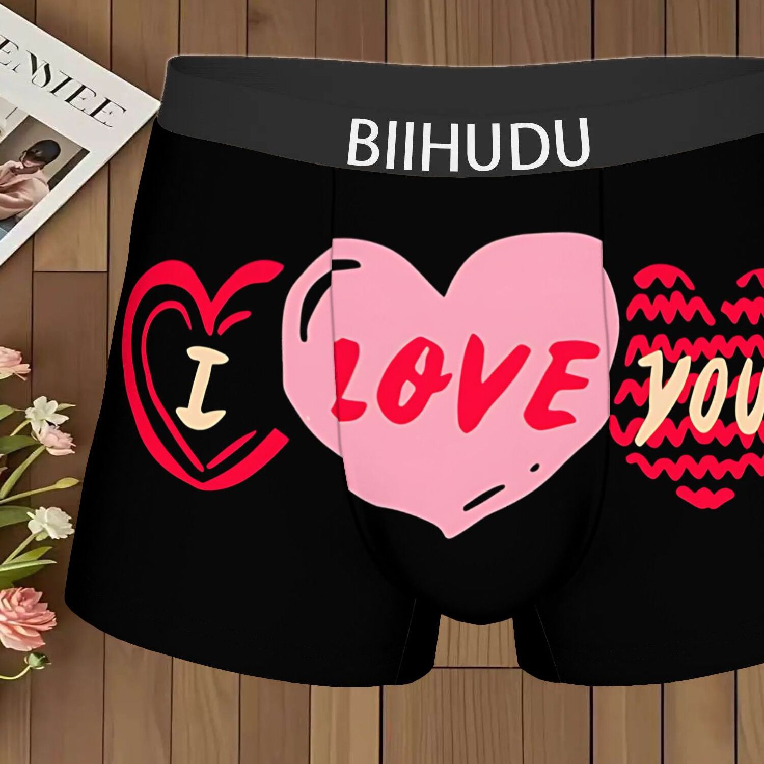 TEMU 1pc Biihudu Love And Forever Underpants Breathable Panties Men's Underwear Sexy Shorts Boxer Briefs