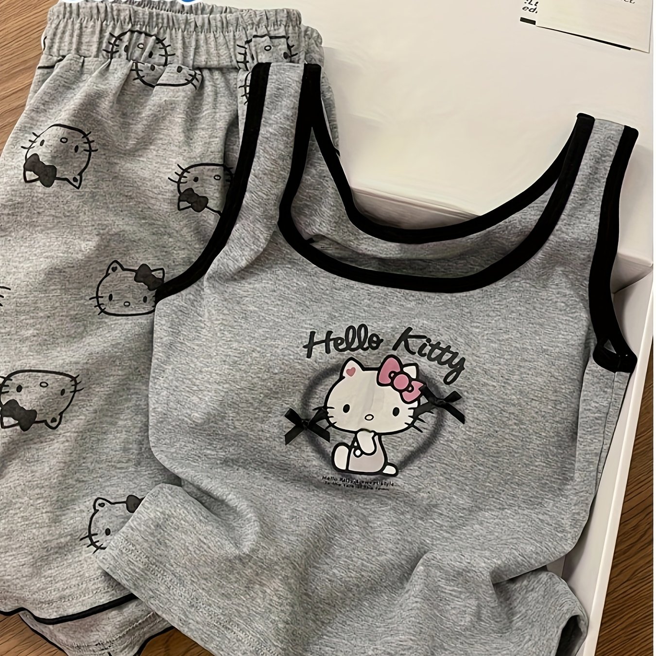 TEMU For Hello Kitty Casual Comfortable Pajamas Set Vest Pajamas Set Cute For Hello Kitty Print Pattern Pajamas Home Clothes Set