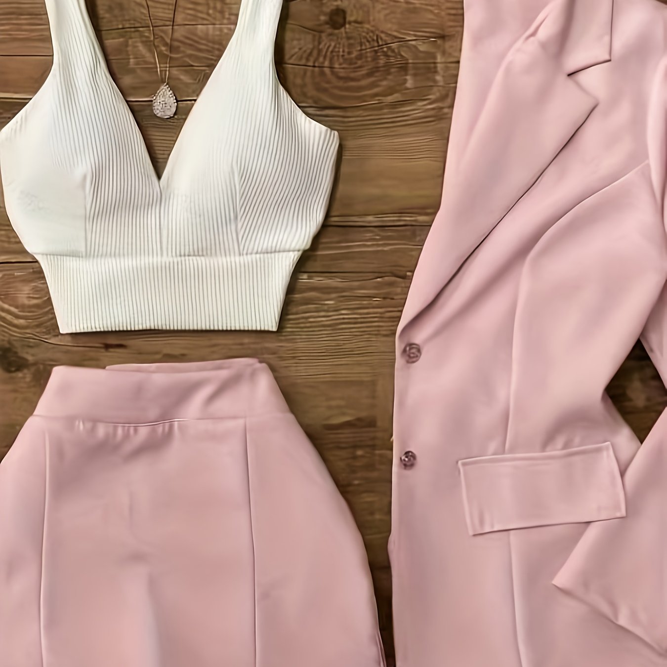 Fitted V-neck Camisole, All-match Skirt And Casual Long-sleeve Suit 3pcs Set
