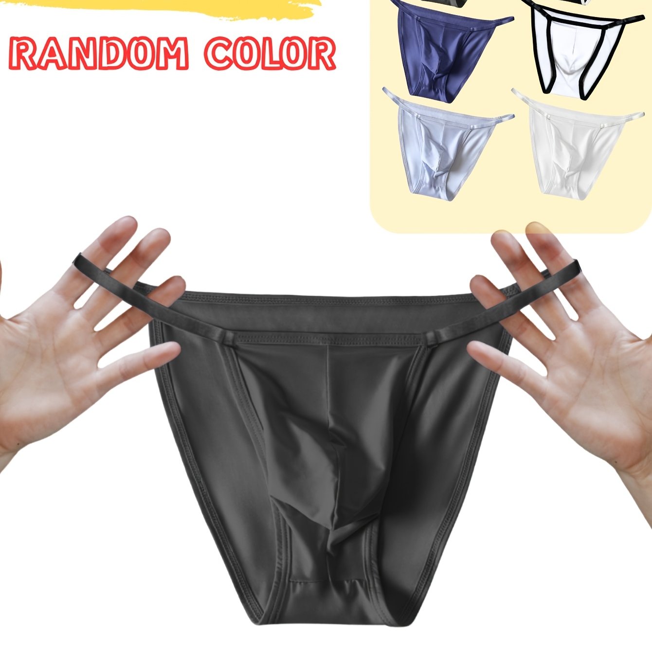 E-shop Zufällige 3 Stück Herren-Slips - Y Cool, Ultra Atmungsaktiv Nicht-Klebend Herrenunterwäsche Halbtransparent Weicher Stoff Tägliche Freizeit