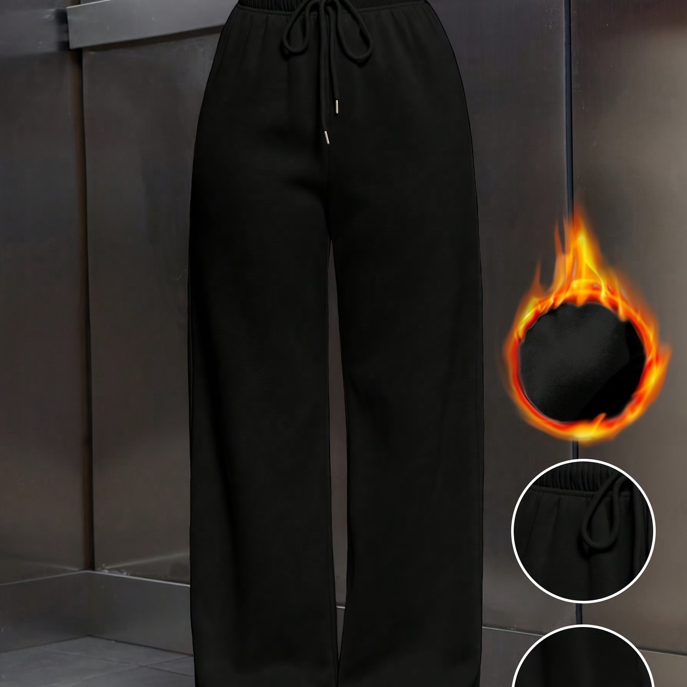 Winter: Autumn/winter Solid Color -lined Thickened Straight-leg Trousers, With Warm And Insulating Lining