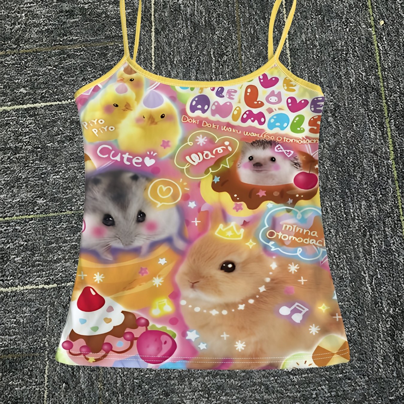 TEMU Cute Hamster Cartoon Pattern Camisole, ' Printed Sleeveless Top, Fashion Casual Summer 's Wear