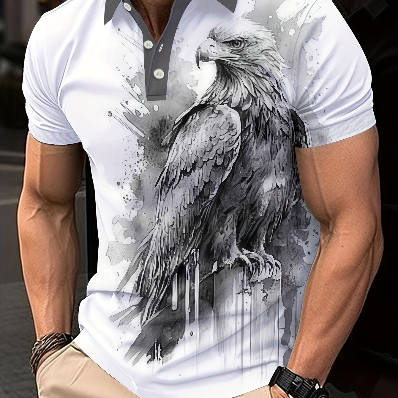 TEMU New! Men's Printed Casual Short-sleeve Shirt, Suitable For Golf And Daily Wear